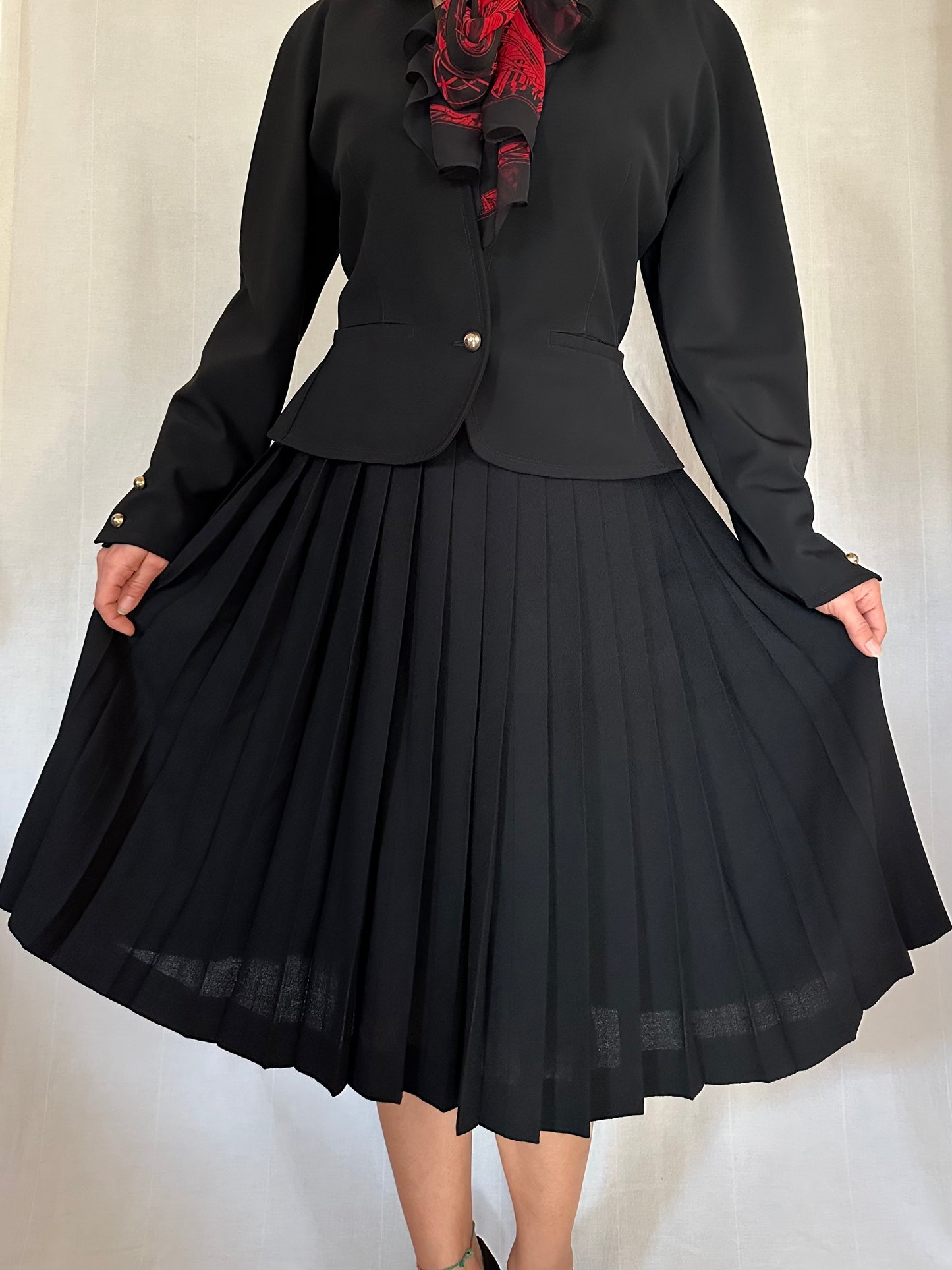 Gonna a Pieghe Anni ‘70 in Lana Nera Tg.40/42/44