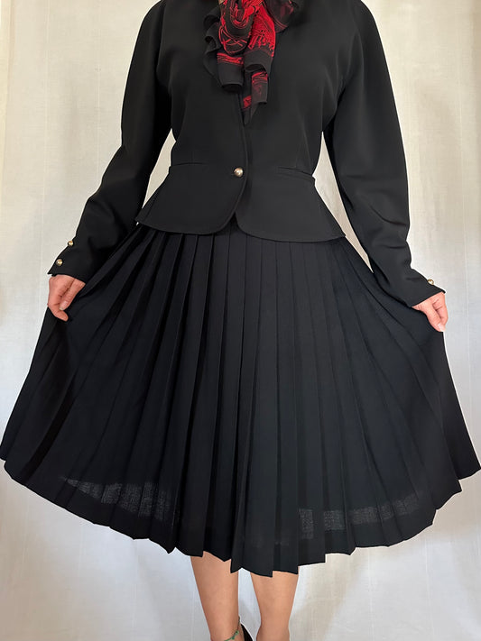 Gonna a Pieghe Anni ‘70 in Lana Nera Tg.40/42/44