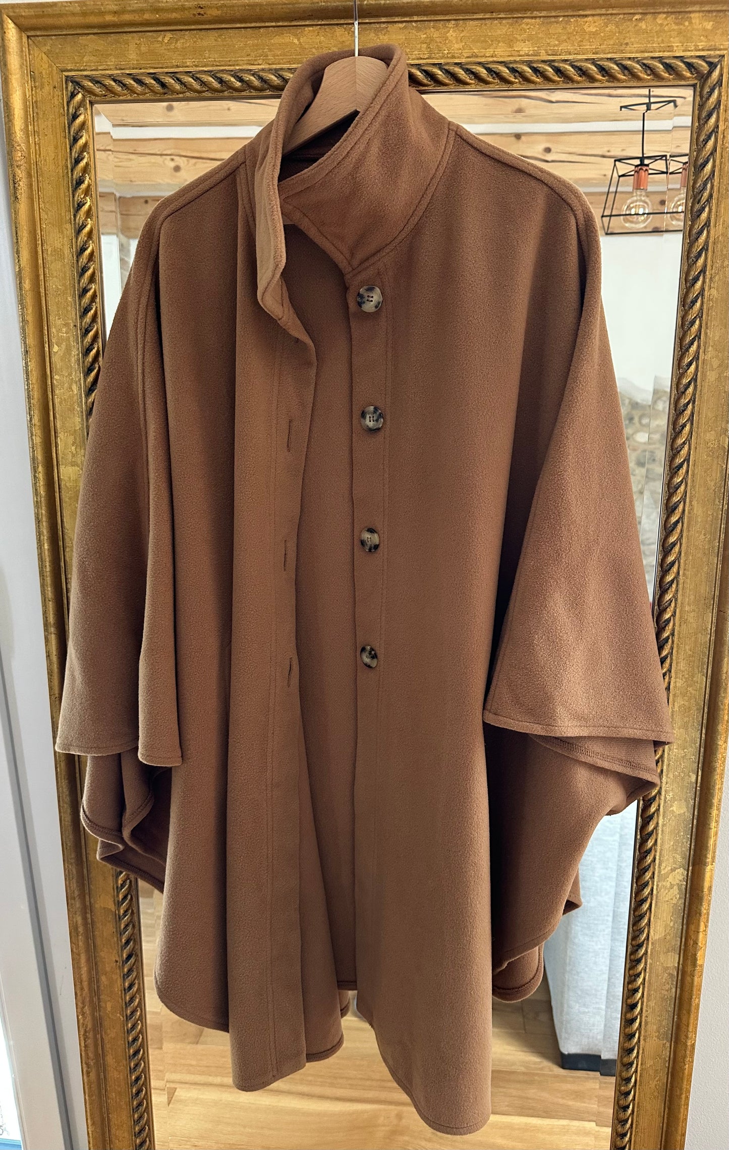 Cappa Mantella Anni ‘70 in Lana Marrone Biscotto Tg.Unica