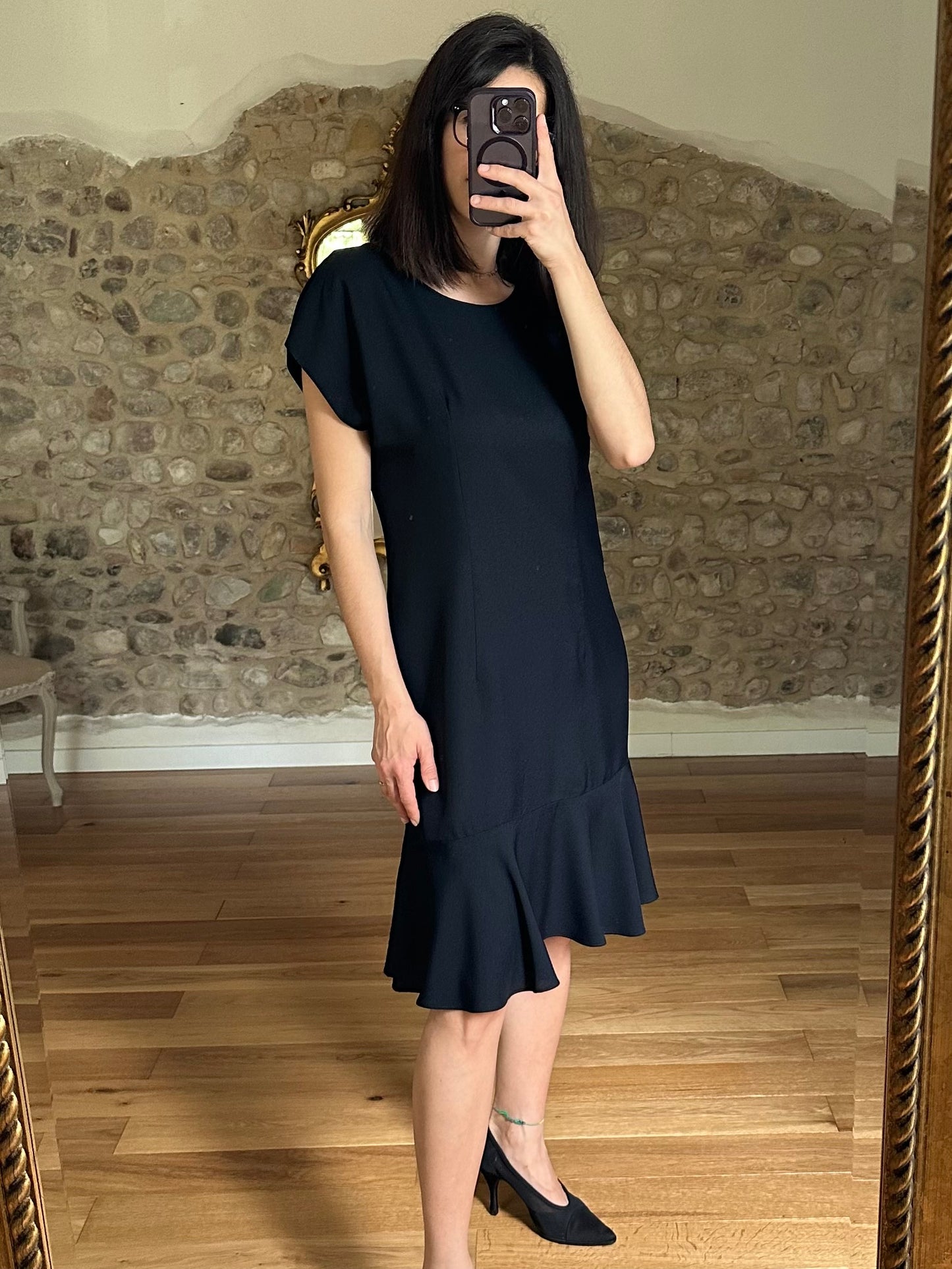 Abito Midi Made in USA Anni ‘90 Nero Tg.44