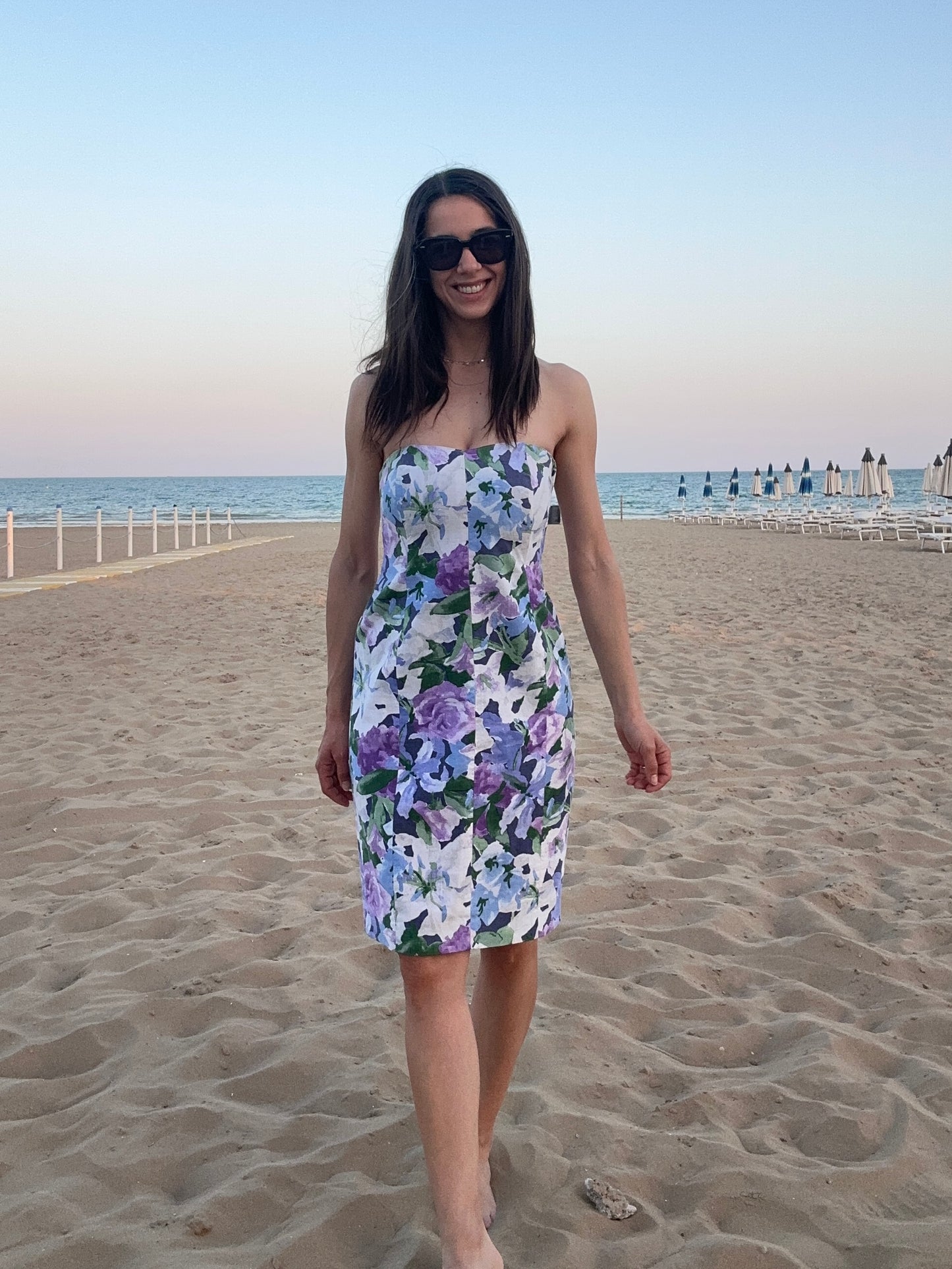 Abito Bustier Vintage Anni ‘80 in Lino a Fiori