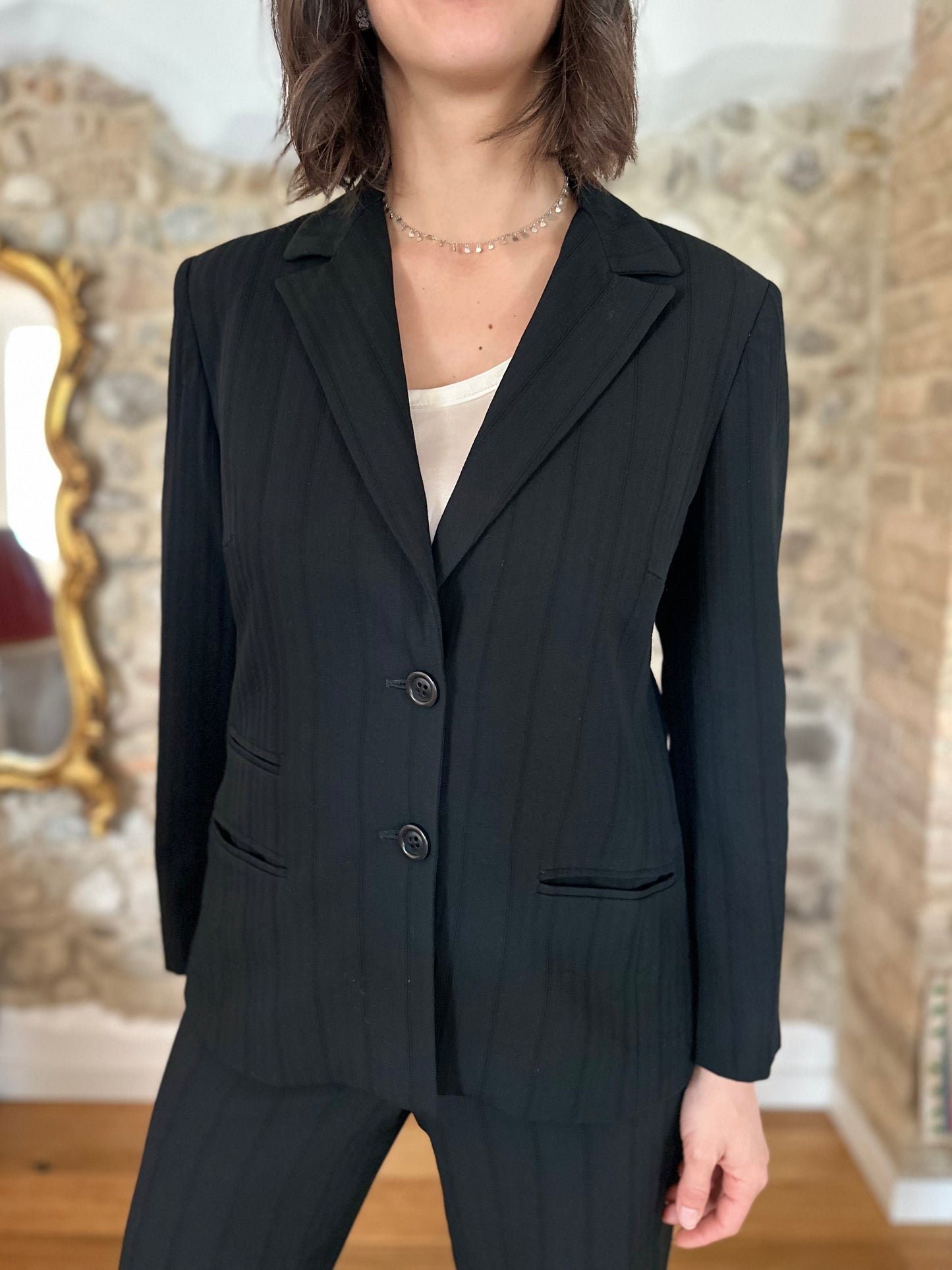 Completo Giacca e Pantalone Marella Anni ‘90 Nero Tg.44