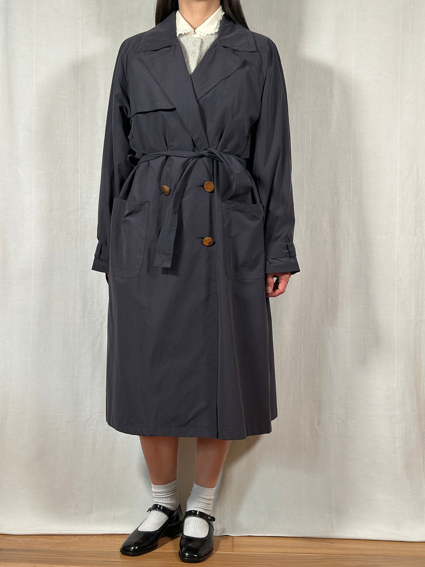 Trench Vintage Anni ‘90 Les Copains Blu Fumo