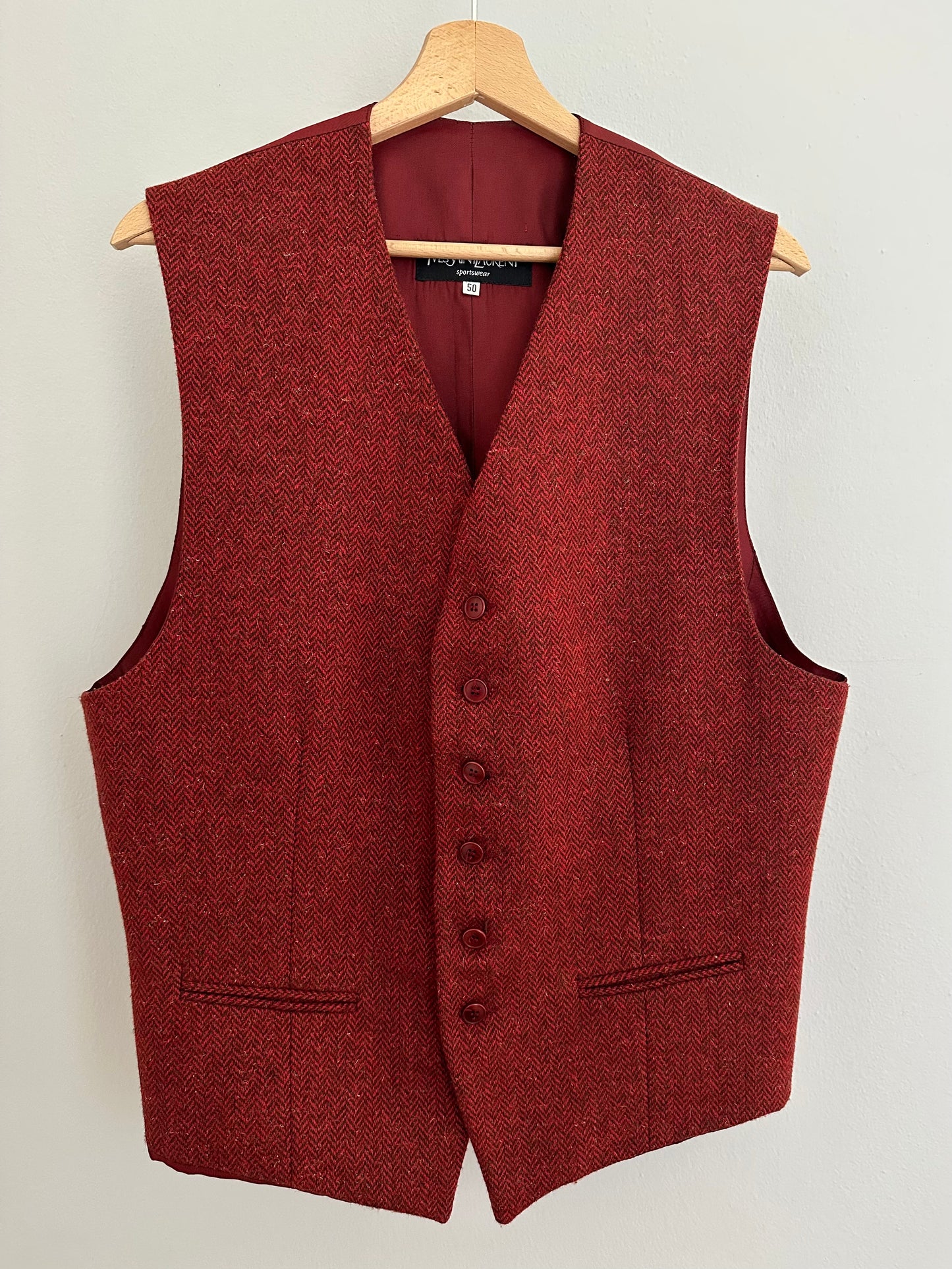 Gilet Yves Saint Laurent Anni ‘80 in Misto Lana Rosso