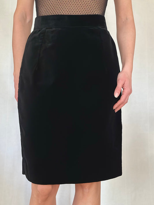 Gonna a Tubino Anni ‘70/‘80 in Velluto Nero