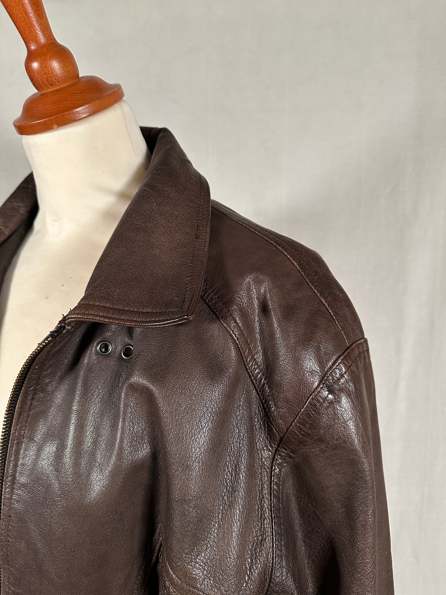 Giubbotto Anni ‘90 in Pelle Marrone