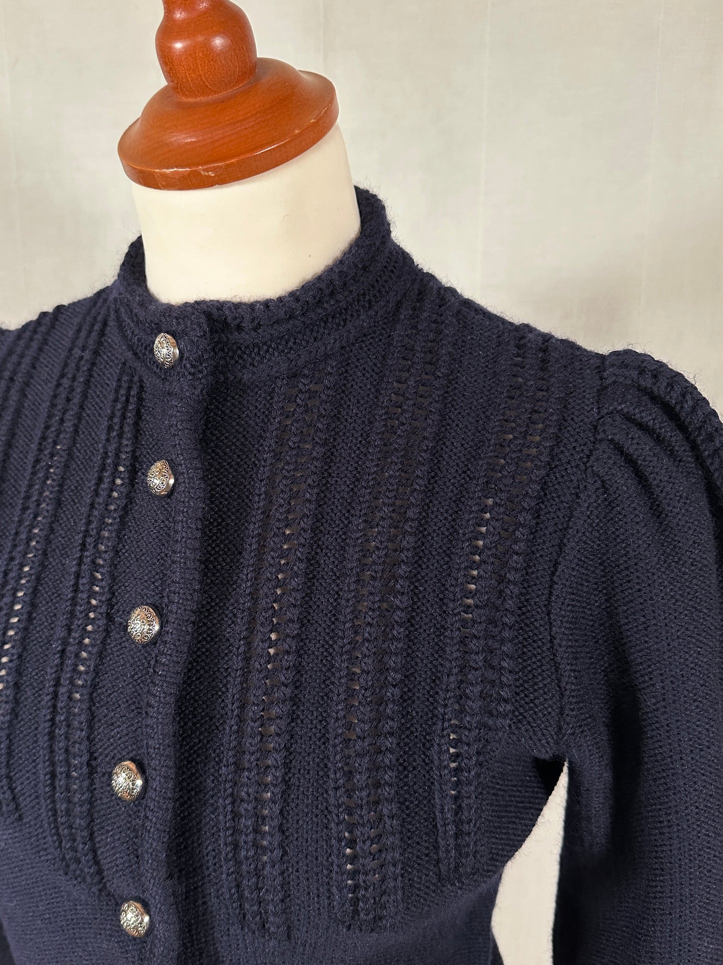 Cardigan Vintage Astrifa in Lana Blu Tg.40/42