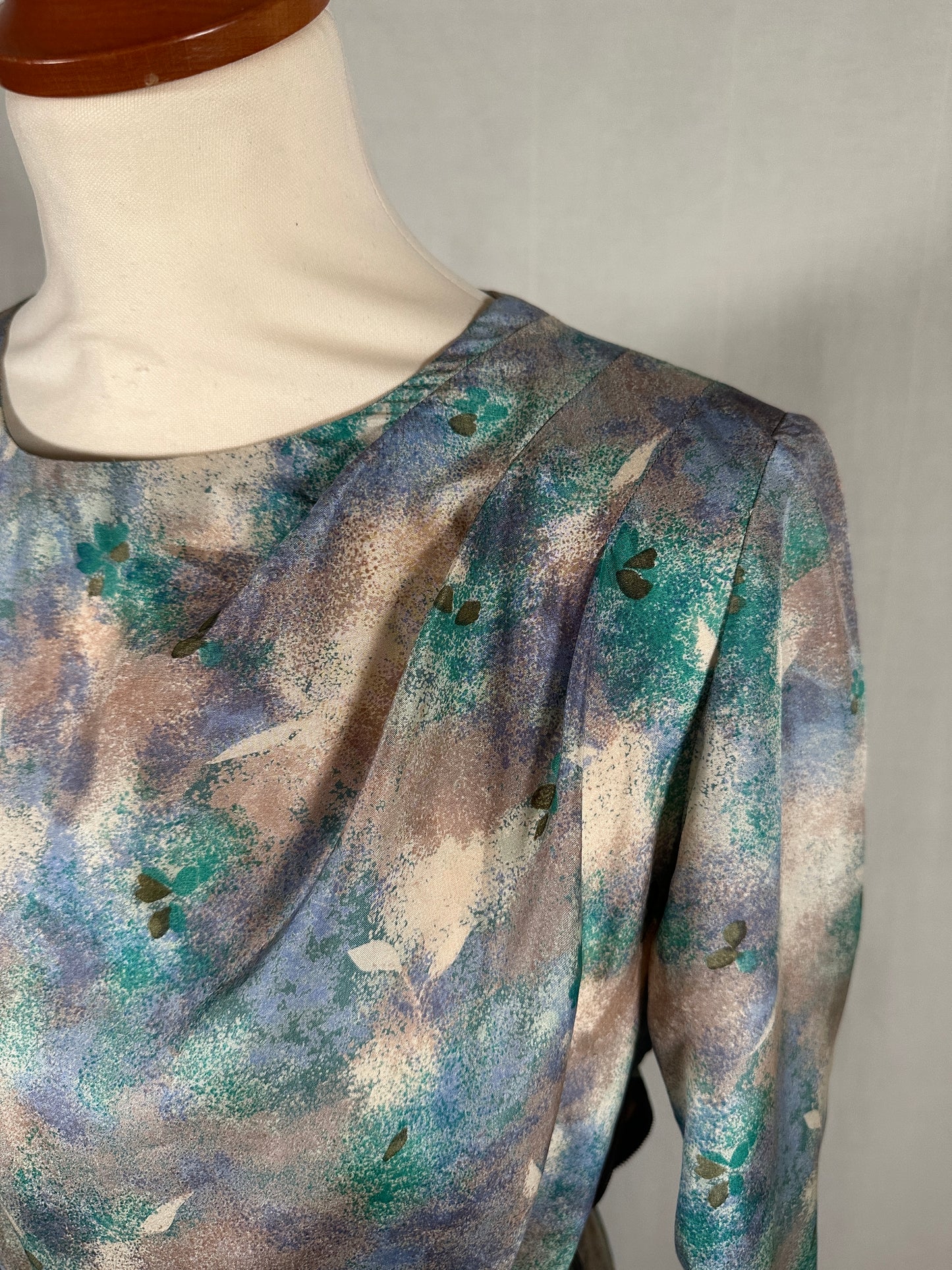 Abito Vintage Sartoriale Anni ‘70 in Seta Acquerello Multicolore