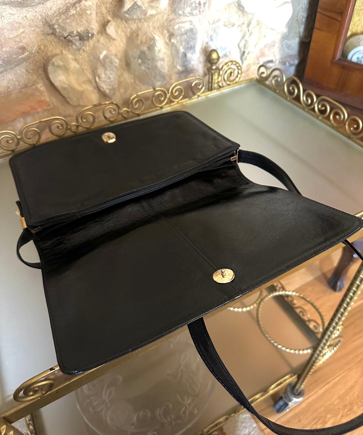 Borsa in Pelle a Spalla Anni Novanta Nera