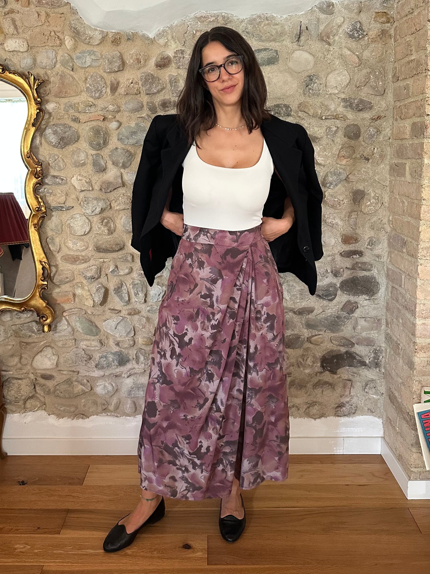 Gonna Pantalone Anni ‘80 in Viscosa Floreale Tg.42/44