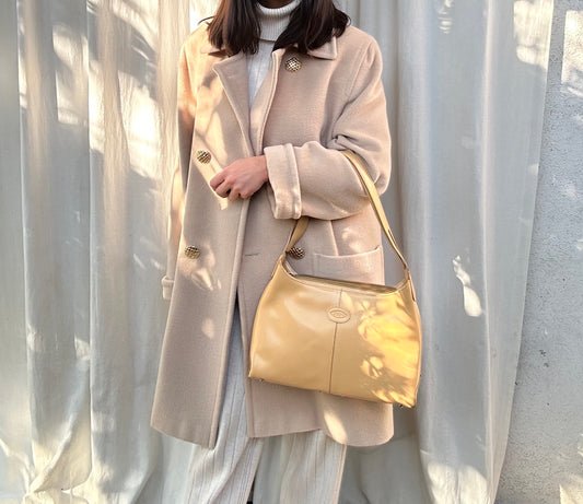 Cappotto beige doppiopetto lana e cashmere bottoni gioiello