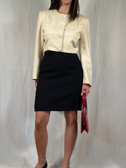 Giacca Crop Vintage Anni ‘80 Marina Babini in Kashmir Crema Tg.42