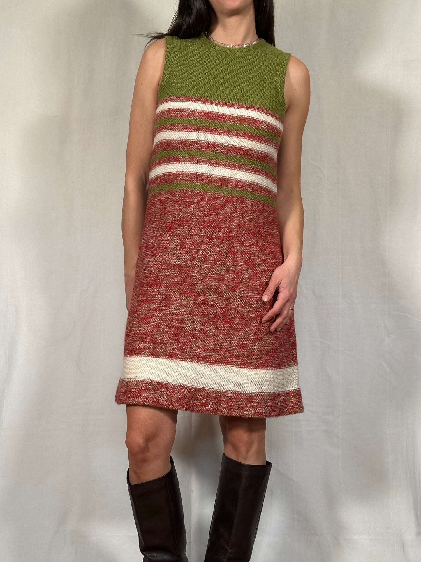 Abito Anni ‘70 Svasato in Lana a Righe