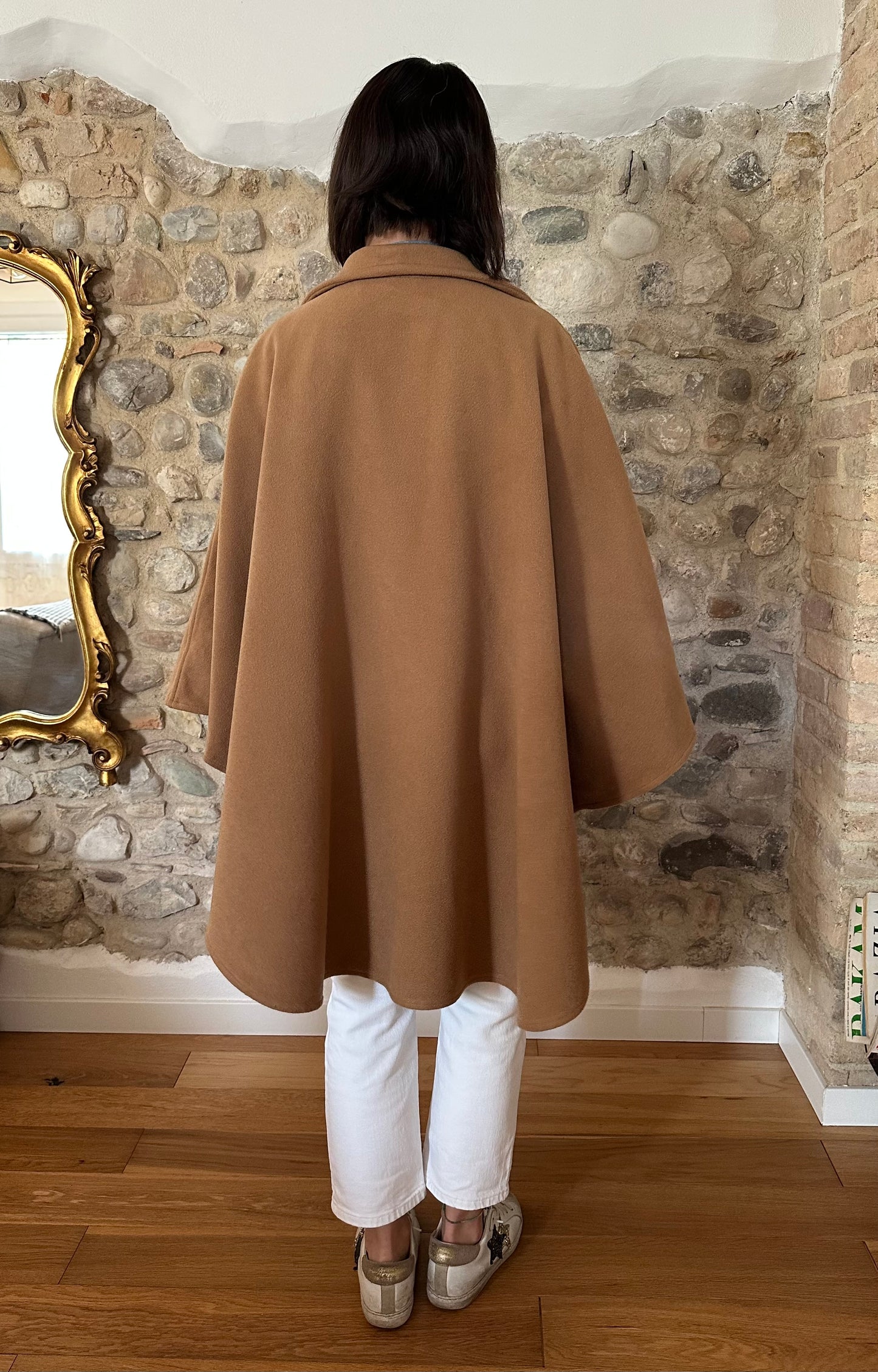 Cappa Mantella Anni ‘70 in Lana Marrone Biscotto Tg.Unica