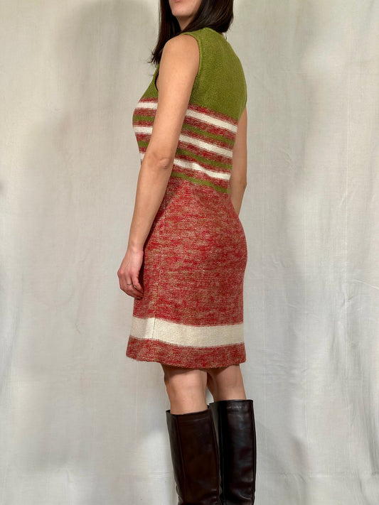 Abito Anni ‘70 Svasato in Lana a Righe