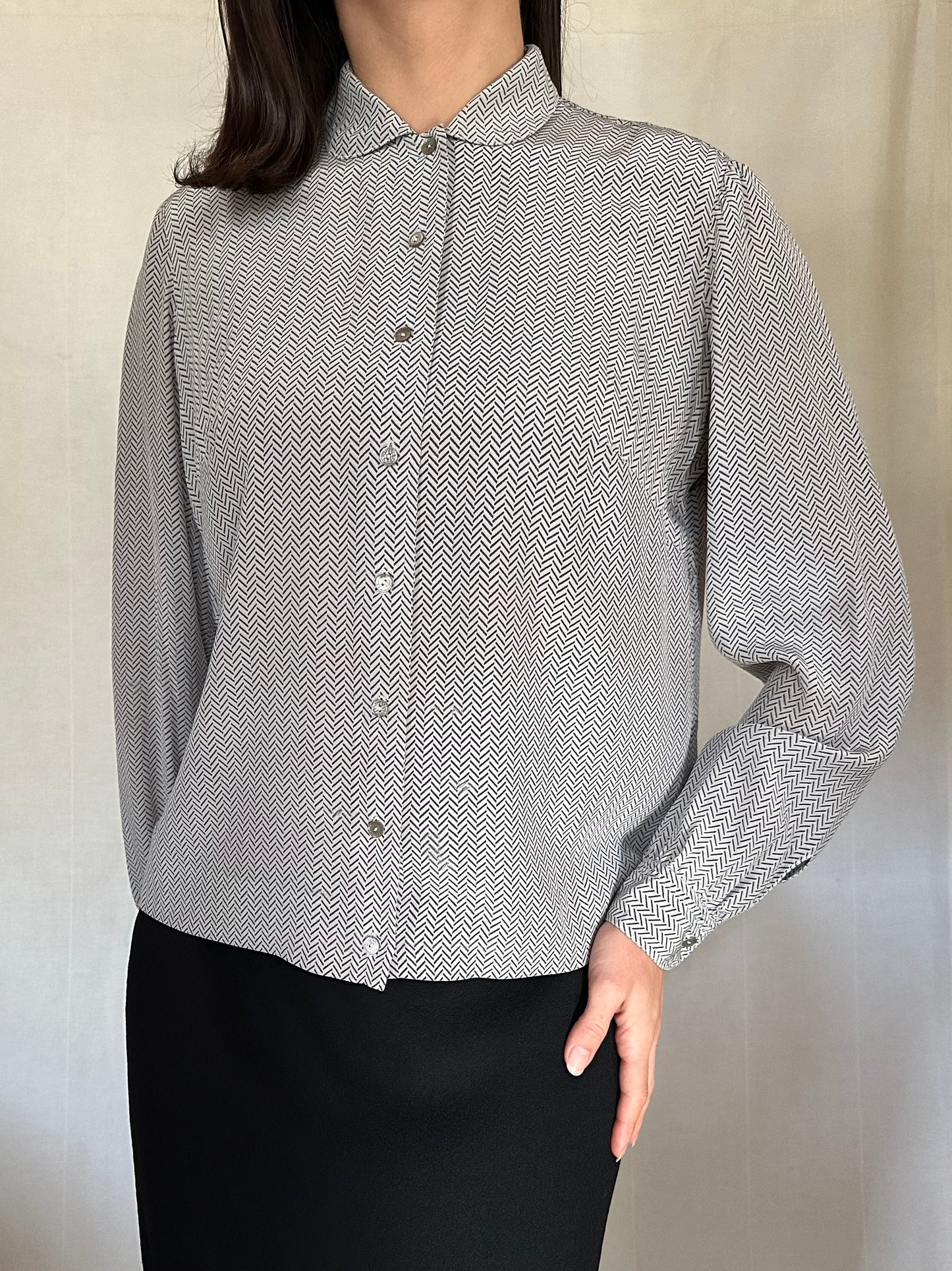 Camicia Sartoriale Anni ‘80 in Seta Grigia Tg.44/46