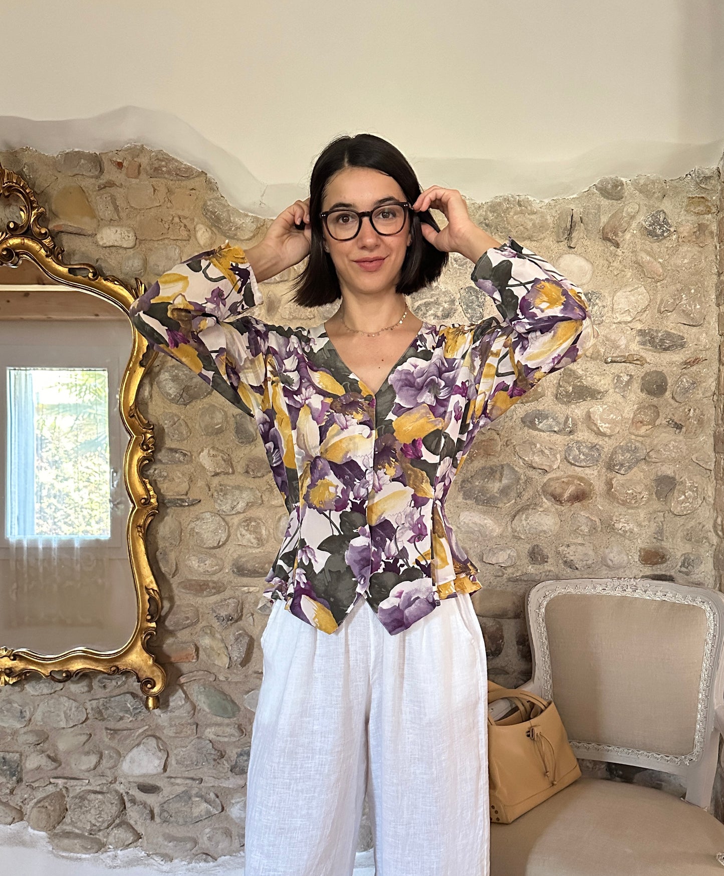 Camicia Anni ‘80 in Seta Floreale Tg.40/42