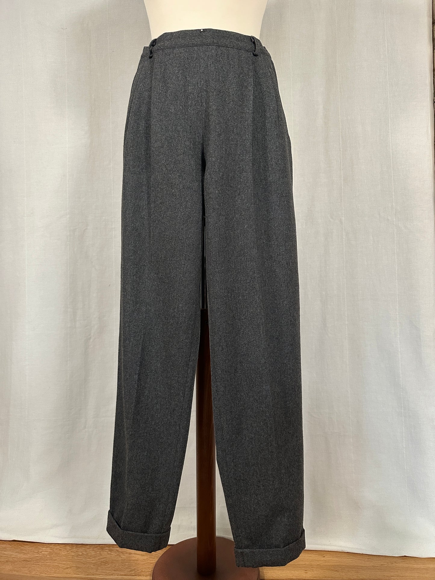 Pantaloni Classici Vintage in Misto Lana Grigi Tg.42