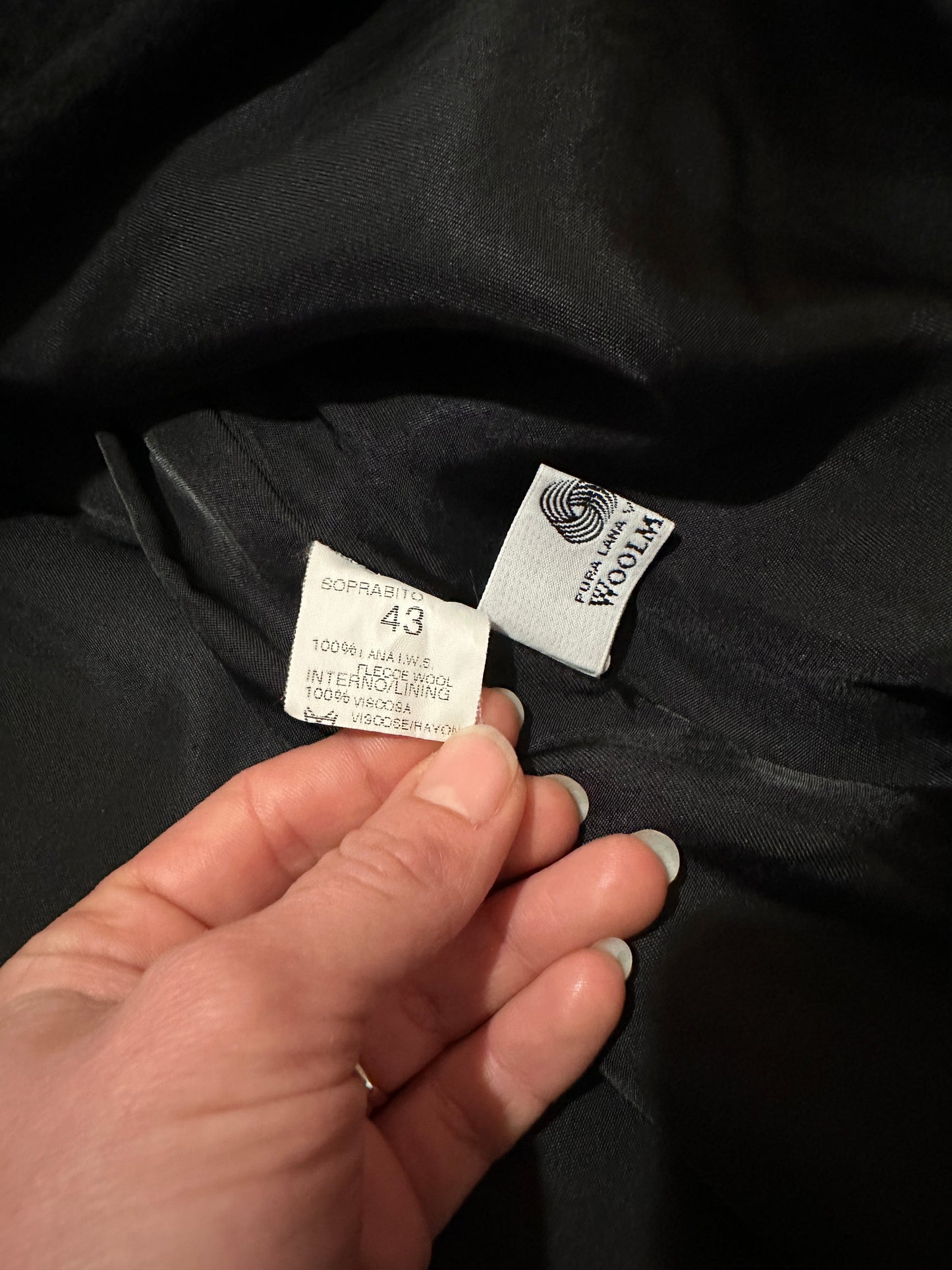 Cappotto Fine Anni ‘80 Delia Ferrari in Lana Nero