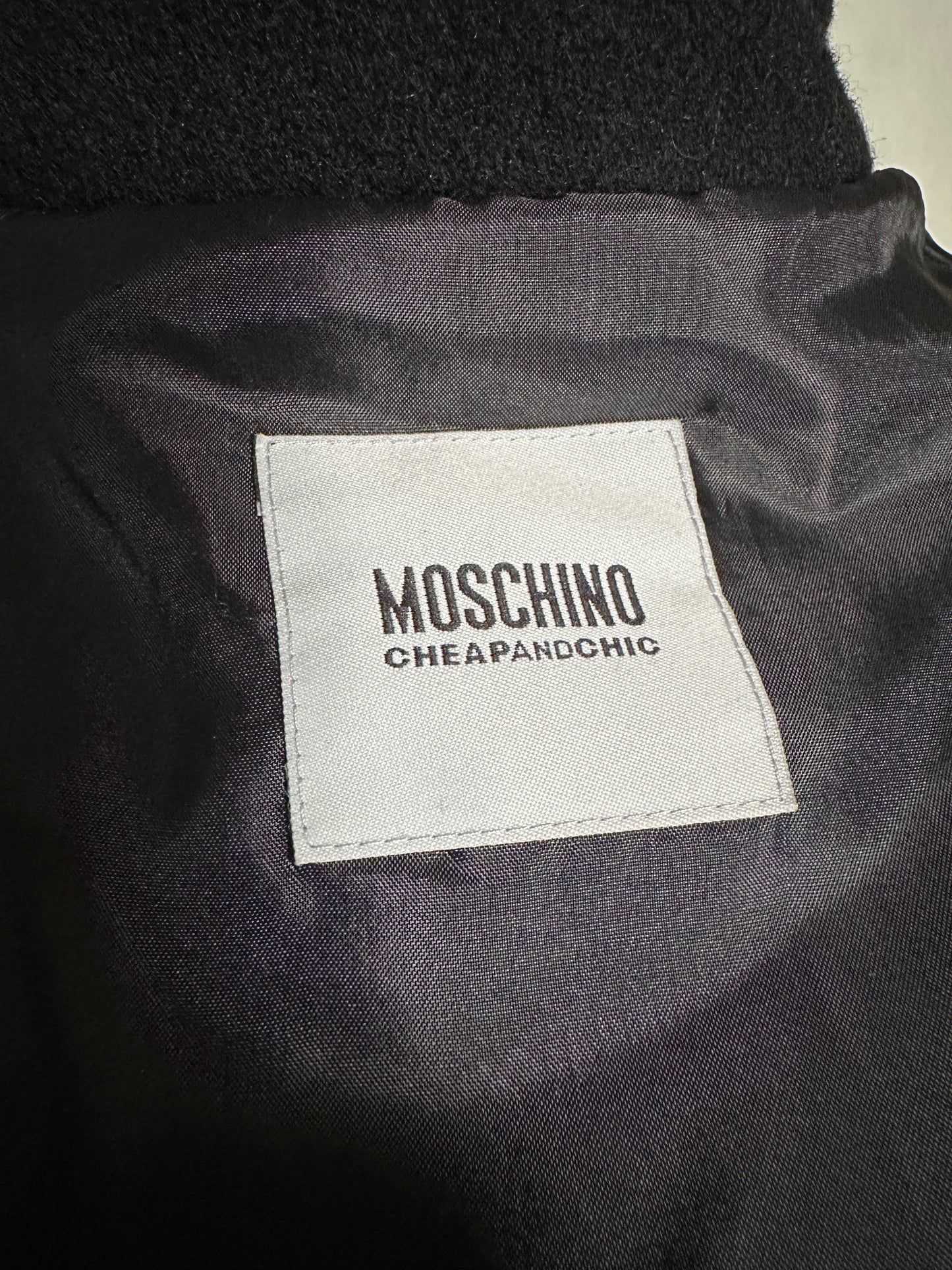 Cappotto Corto Moschino Cheap and Chic Vintage in Misto Lana Nero e Rosa