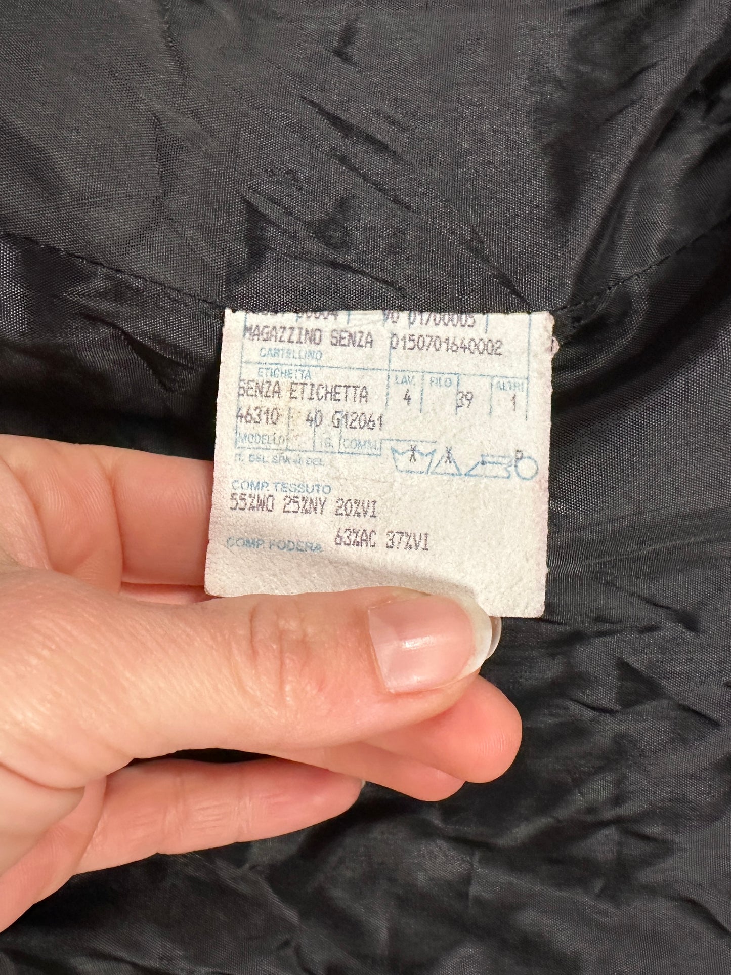 Giacca Trapuntata Anni ‘90 in Misto Lana Nera