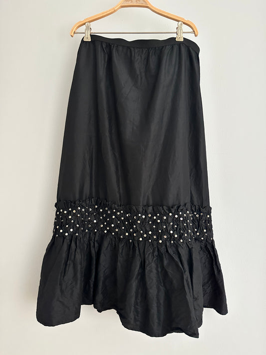 Gonna Blumarine Anni 2000 in Seta Nera con Brillanti Tg.50/52/54