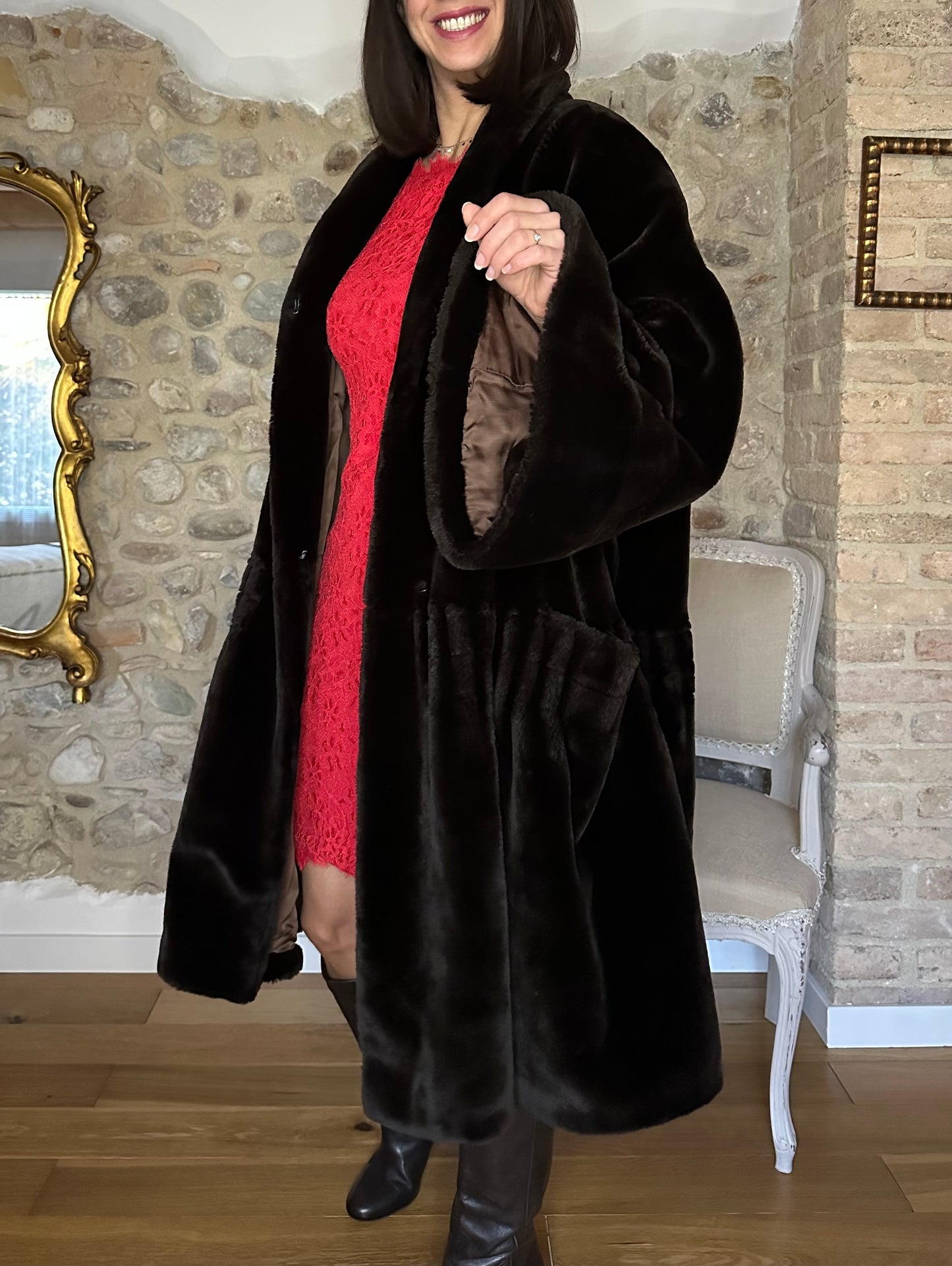 Pelliccia Sintetica Anni ‘80 Marrone Tg. Unica