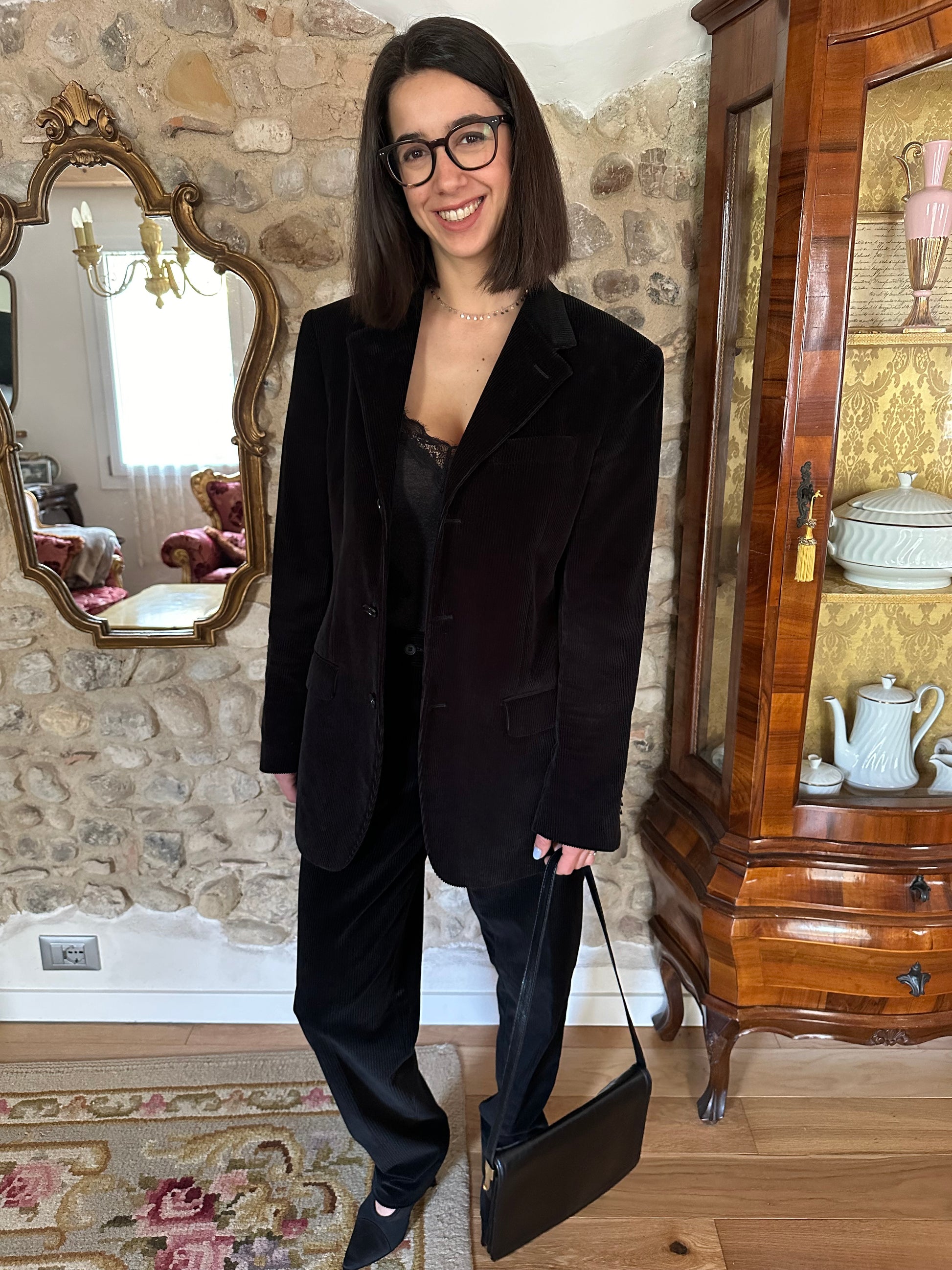 Di Modrone Pantaloni Blu Di Velluto A Coste Corduroy Visconti Di