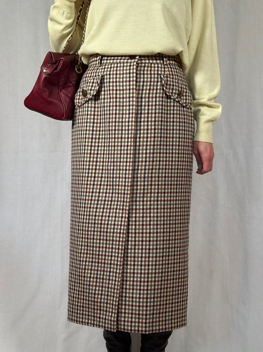 Gonna Longuette Vintage Superior a Quadri in Lana