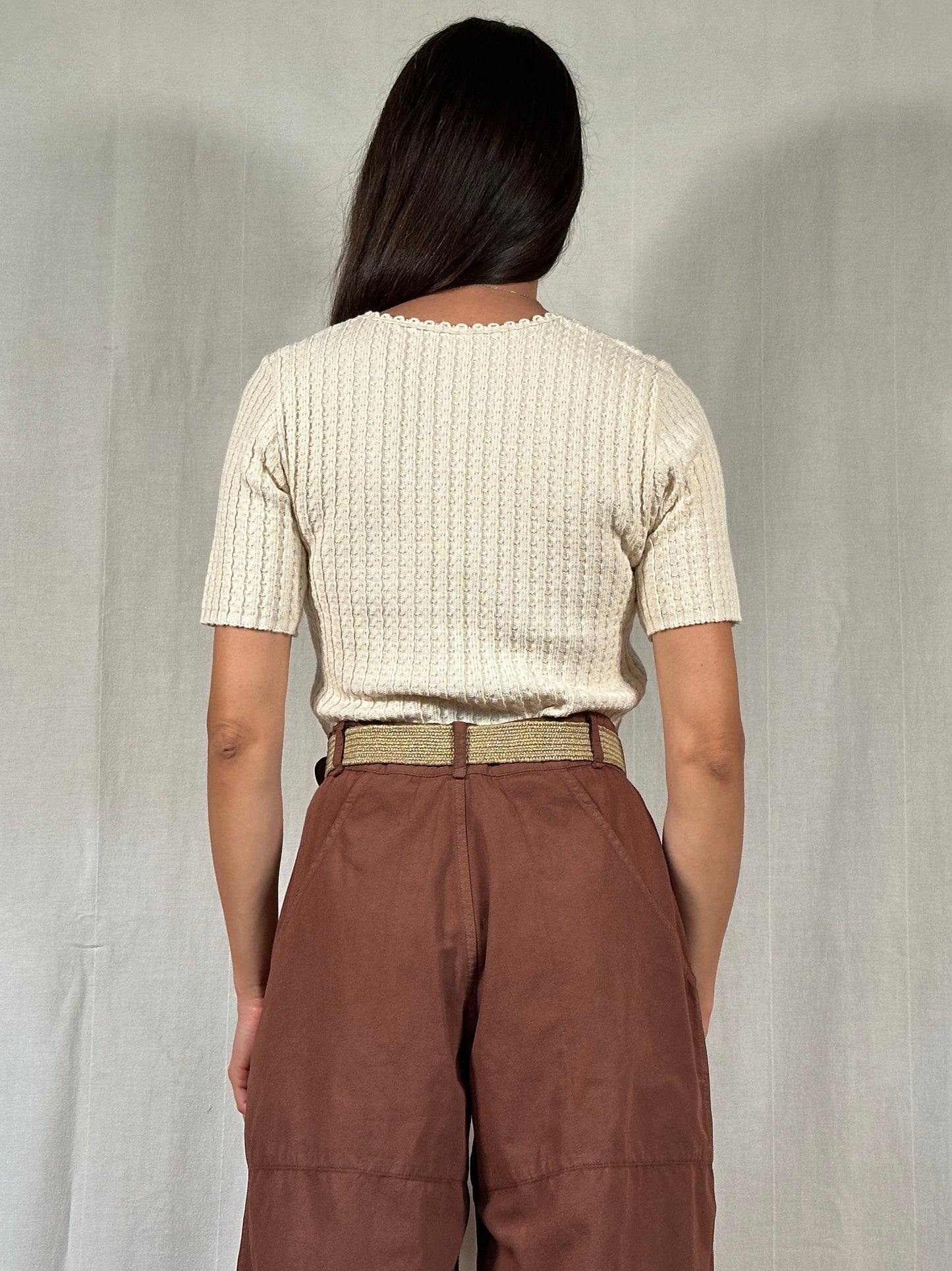 Maglia Anni ‘90 in Cotone a Coste Beige