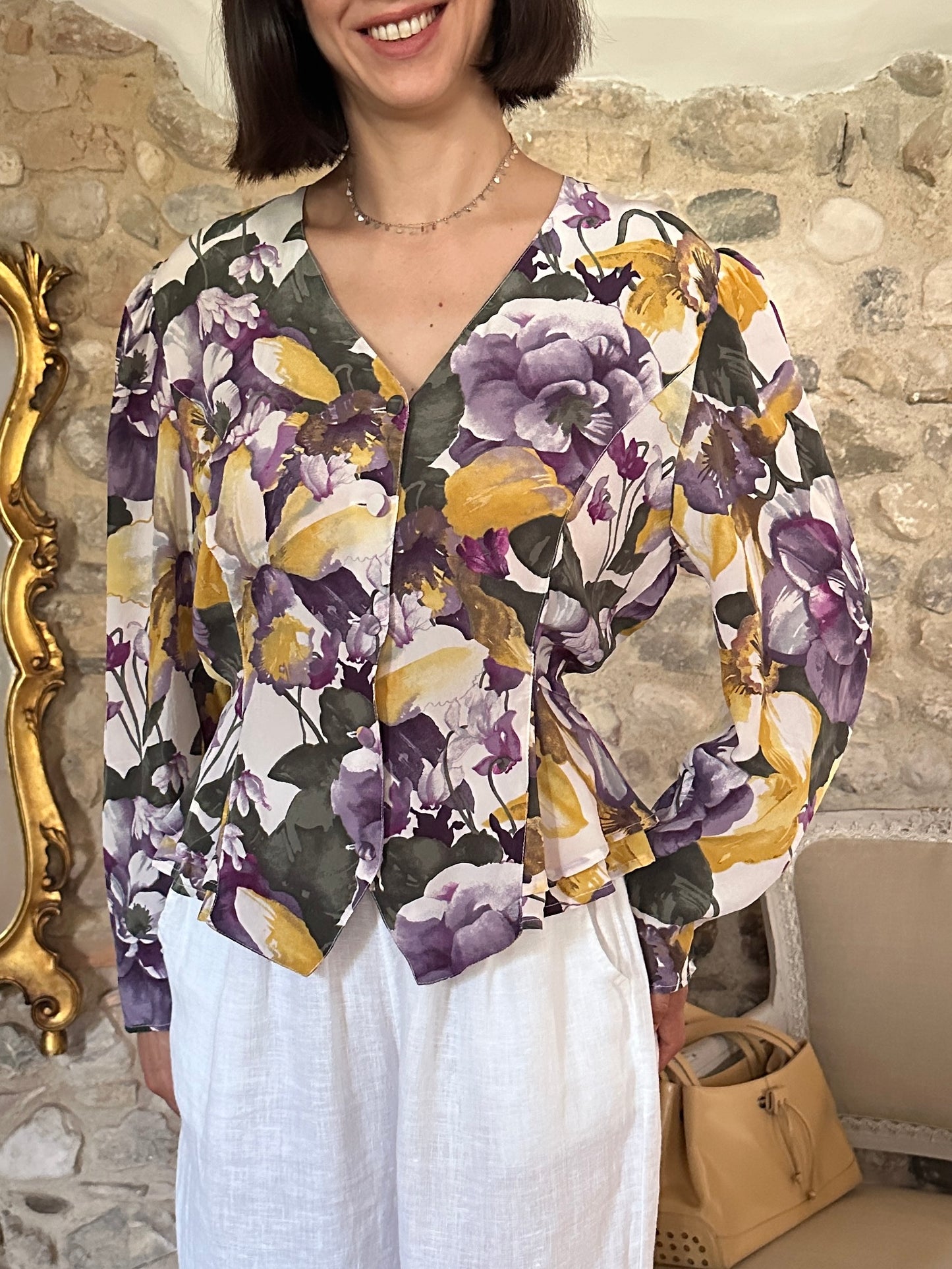 Camicia Anni ‘80 in Seta Floreale Tg.40/42