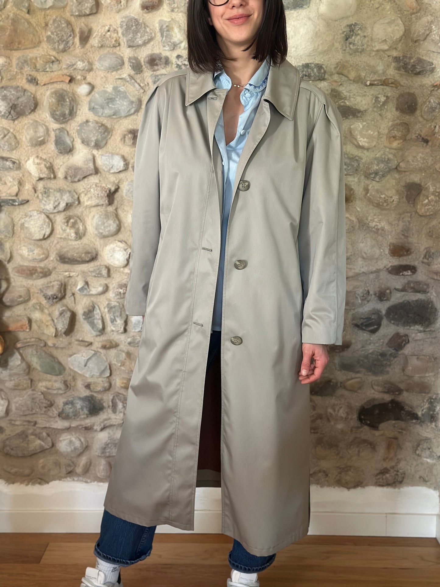 Trench Lungo Vintage Nino Anni ‘80 Grigio Perla Tg.fino 50
