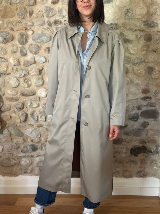 Trench Lungo Vintage Nino Anni ‘80 Grigio Perla Tg.fino 50