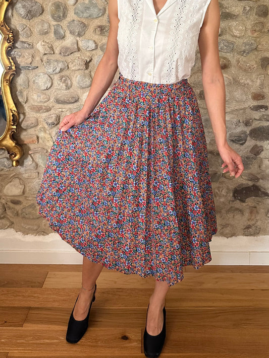 Gonna Sartoriale Vintage Anni ‘70 Fantasia Fiori Tg.38/40
