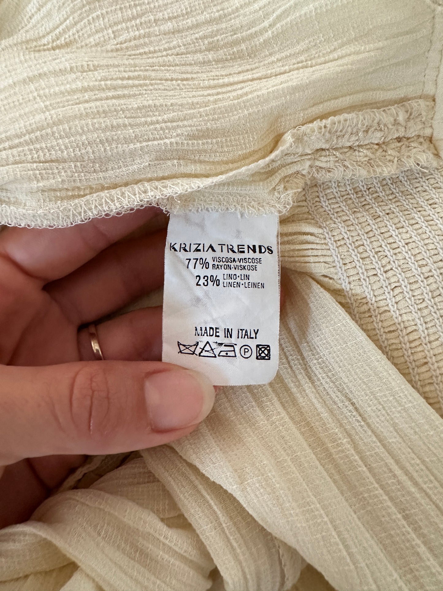 Gonna Lunga Krizia Vintage Fine Anni ‘80 in Viscosa e Lino Color Crema