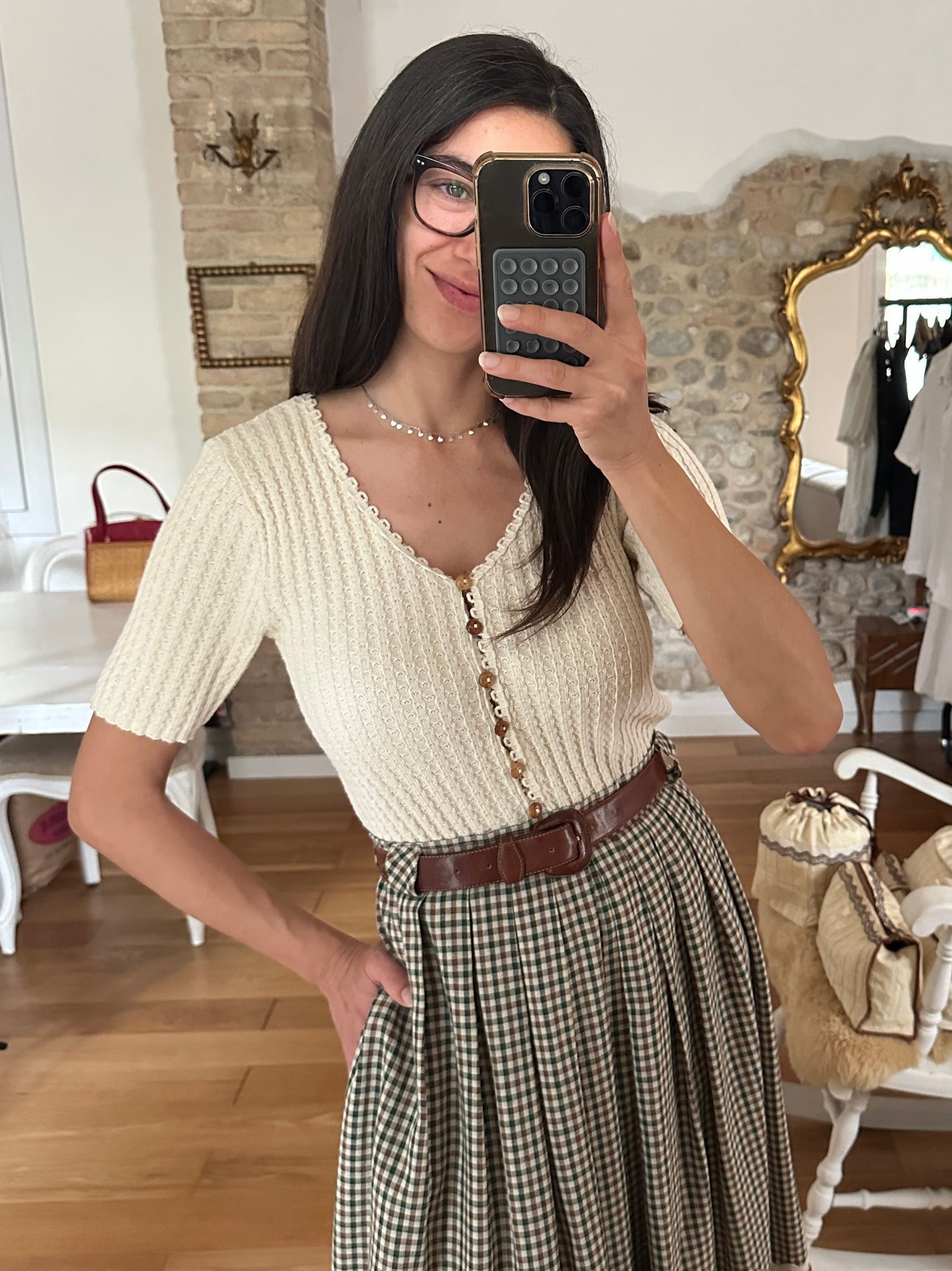 Maglia Anni ‘90 in Cotone a Coste Beige
