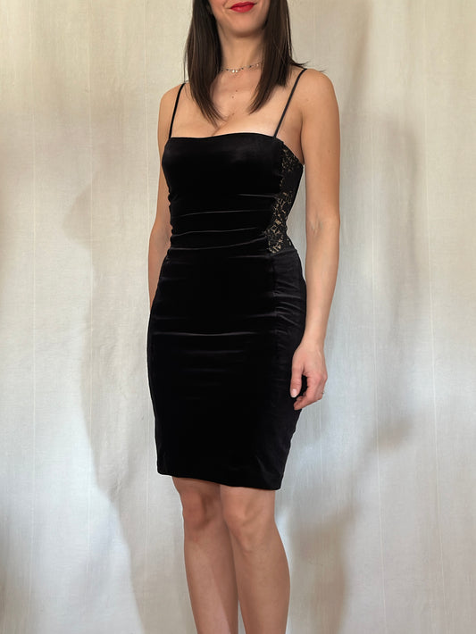 Abito Vintage Ritmo La Perla in Ciniglia e Pizzo Nero Tg.40/42