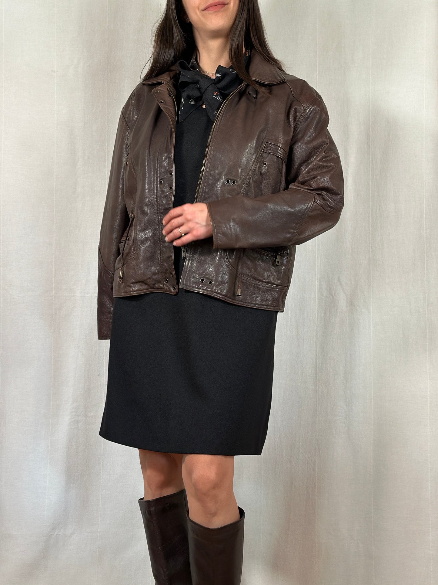 Giubbotto Anni ‘90 in Pelle Marrone