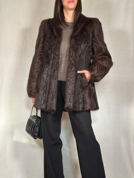 Pelliccia di Marmotta Vintage Anni ‘70 Marrone