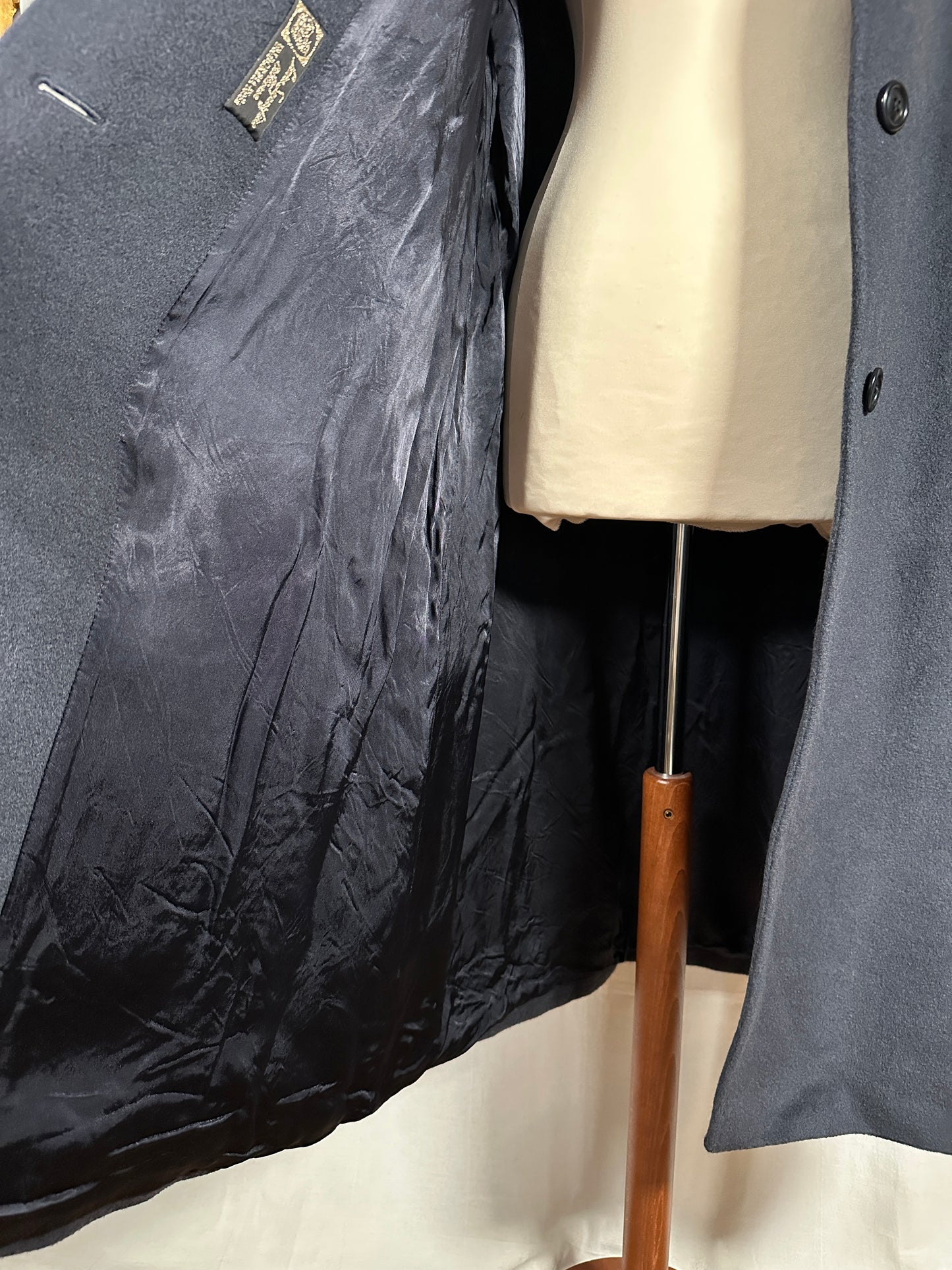 Cappotto Lungo Anni ‘90 in Lana Blu Fumo