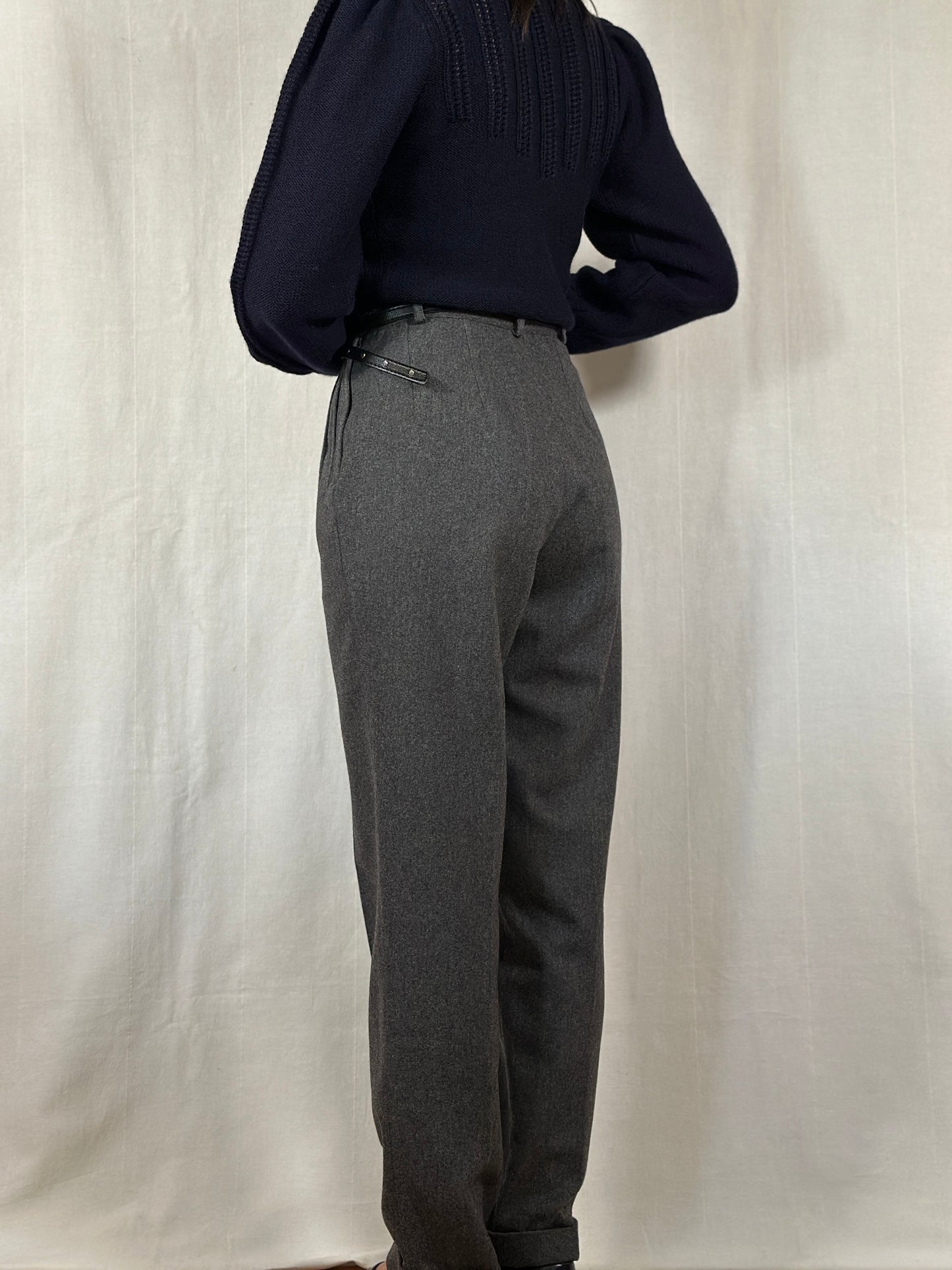 Pantaloni Classici Vintage in Misto Lana Grigi Tg.42