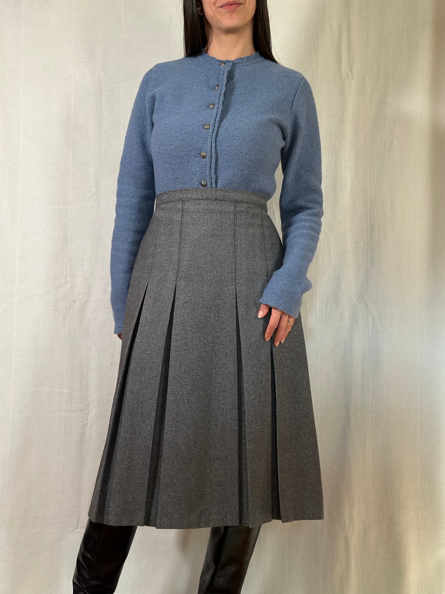 Gonna Vintage in Poli e Lana Grigia Tg.44