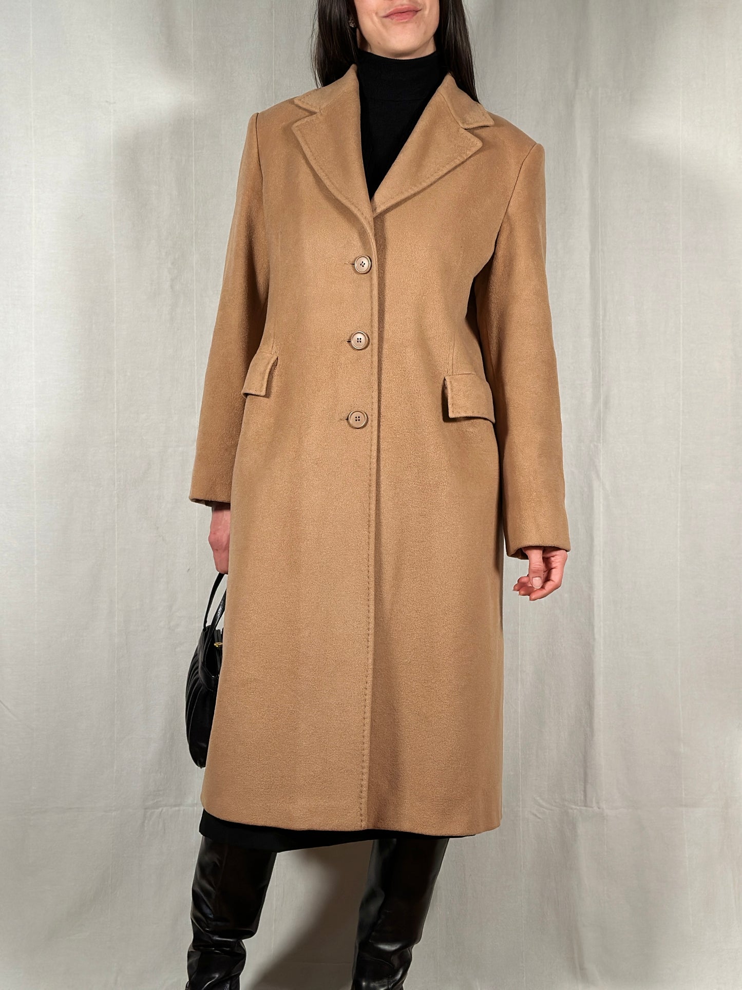 Cappotto Vintage Anni ‘90 Superior in Lana e Cachemire Cammello