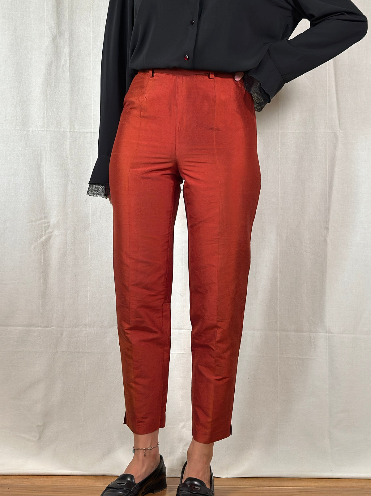 Pantaloni Anni ‘90 in Seta Mattone