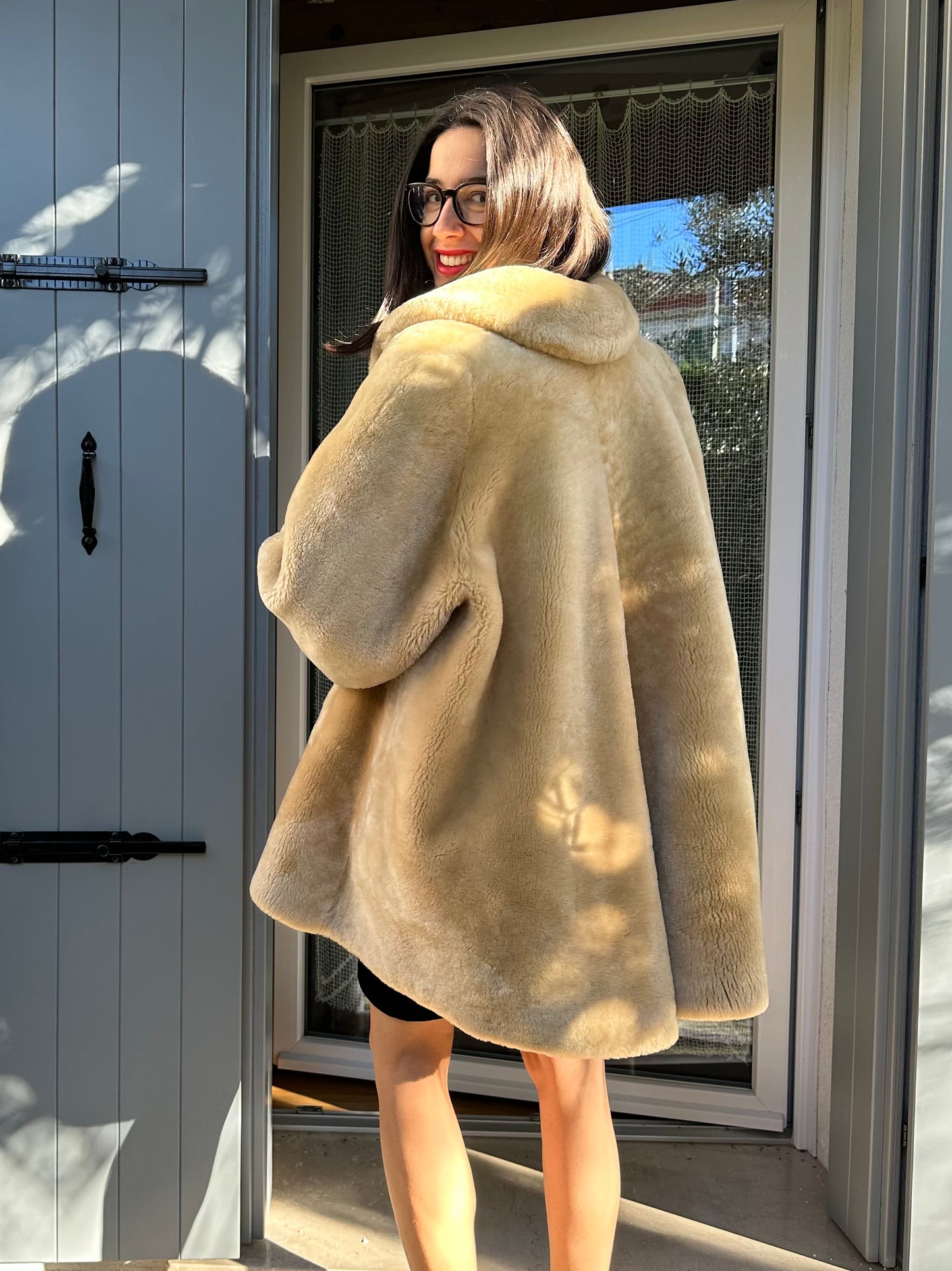 Pelliccia Vintage in Agnello Beige Tg.48/50