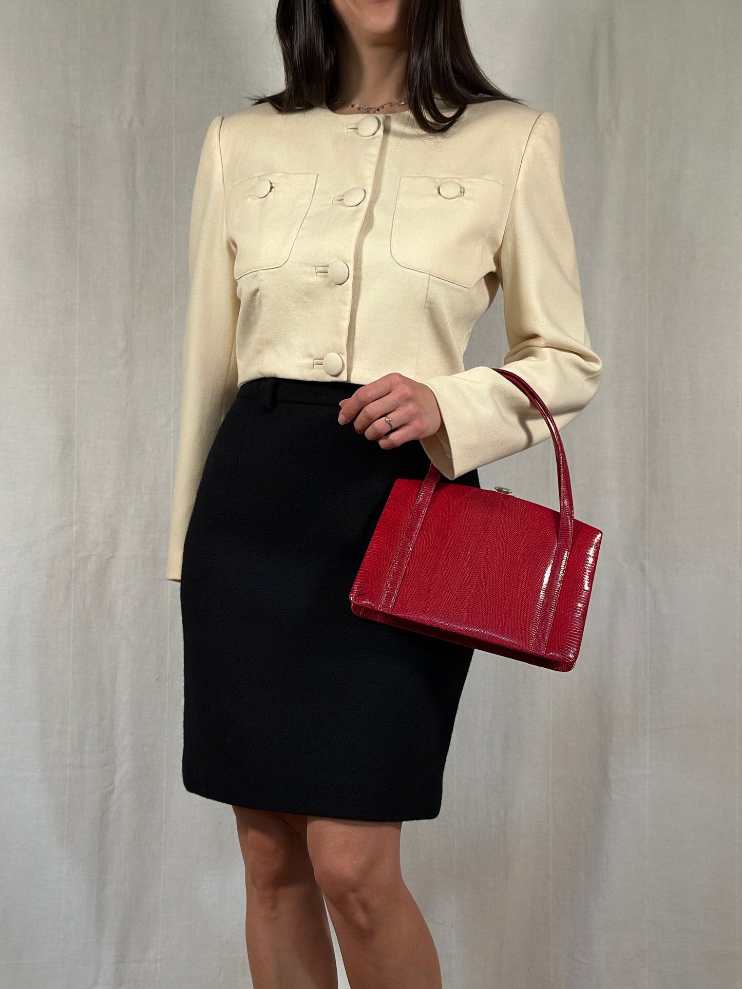 Giacca Crop Vintage Anni ‘80 Marina Babini in Kashmir Crema Tg.42