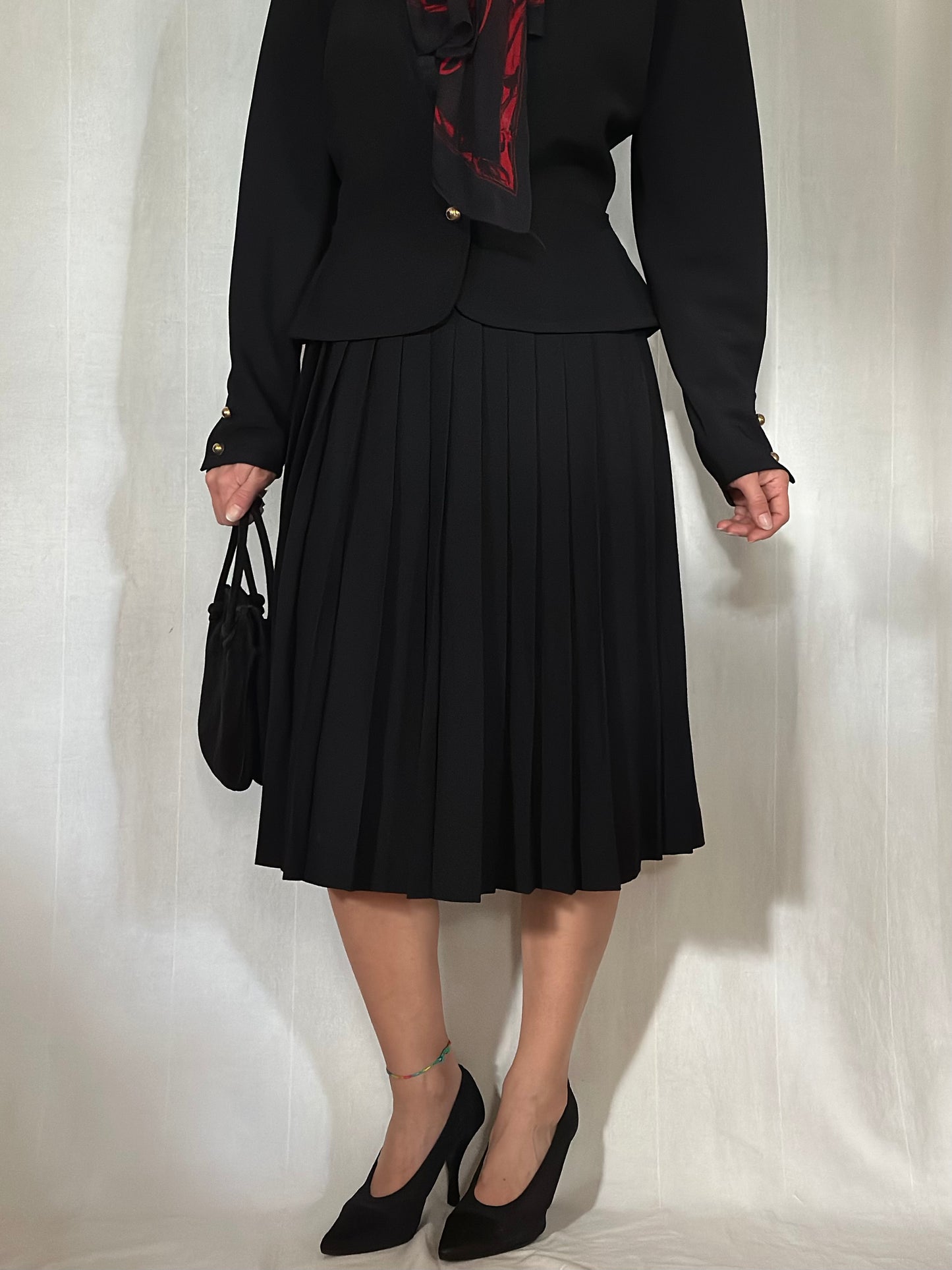 Gonna a Pieghe Anni ‘70 in Lana Nera Tg.40/42/44