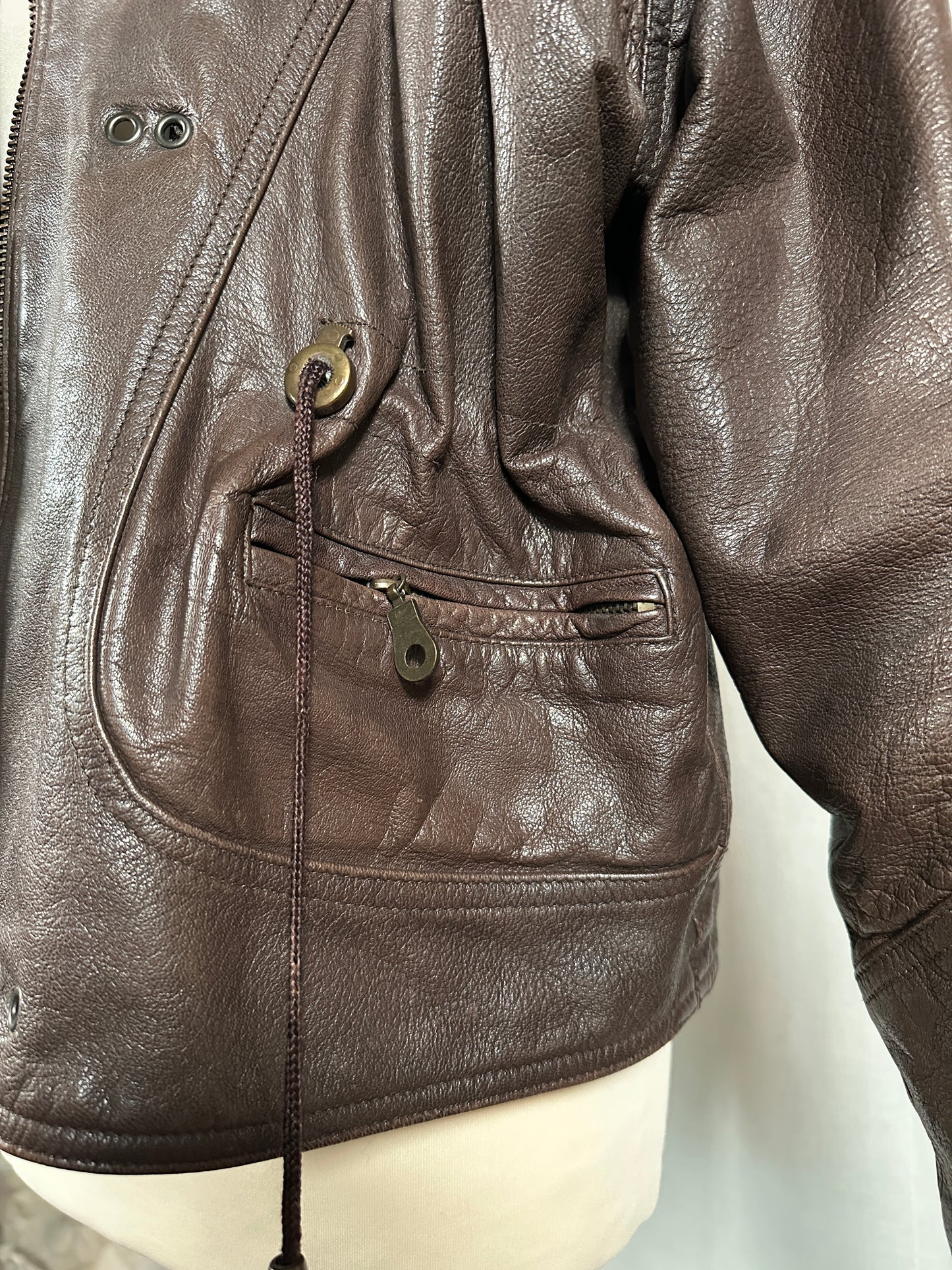 Giubbotto Anni ‘90 in Pelle Marrone