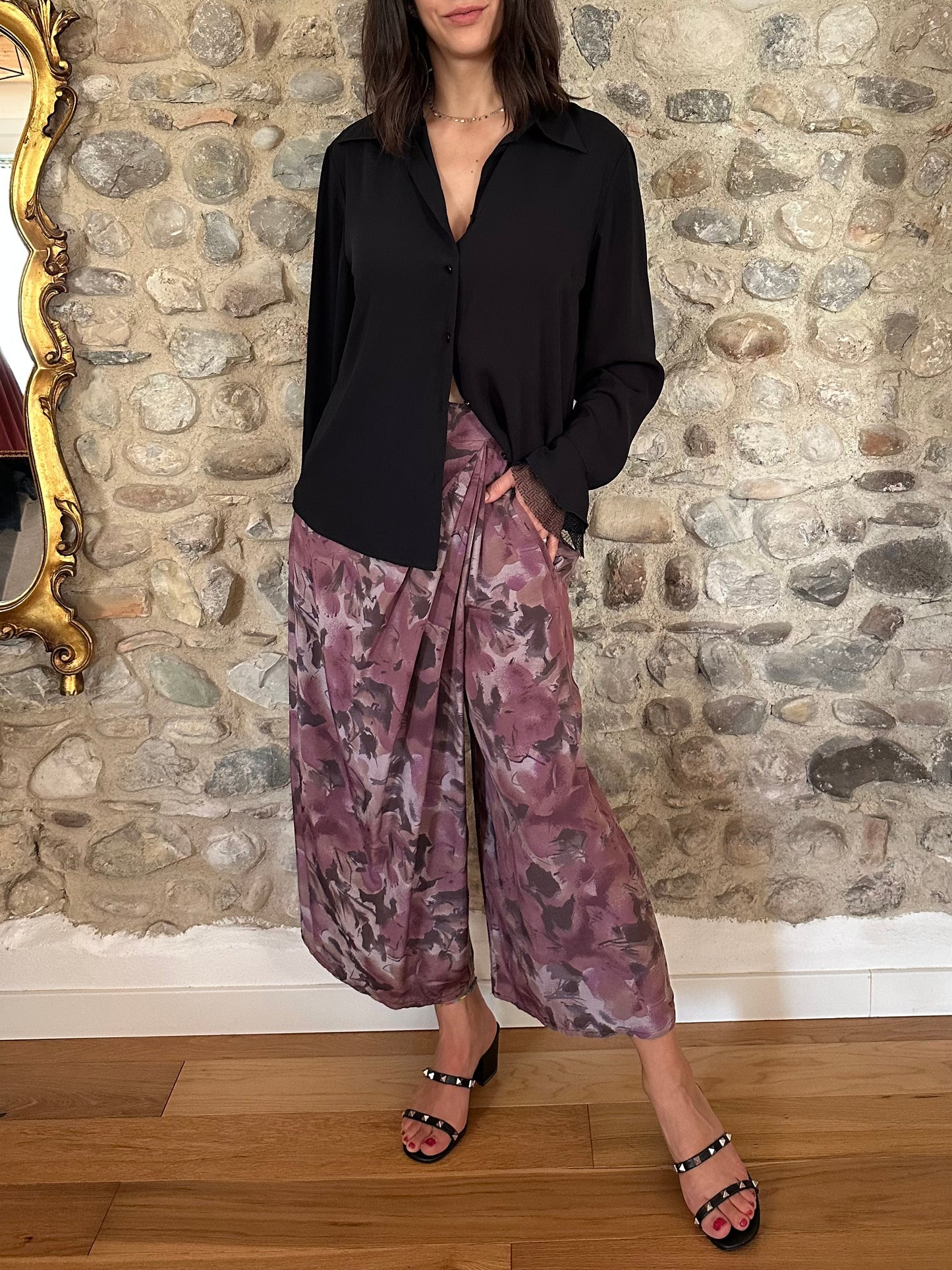 Gonna Pantalone Anni ‘80 in Viscosa Floreale Tg.42/44