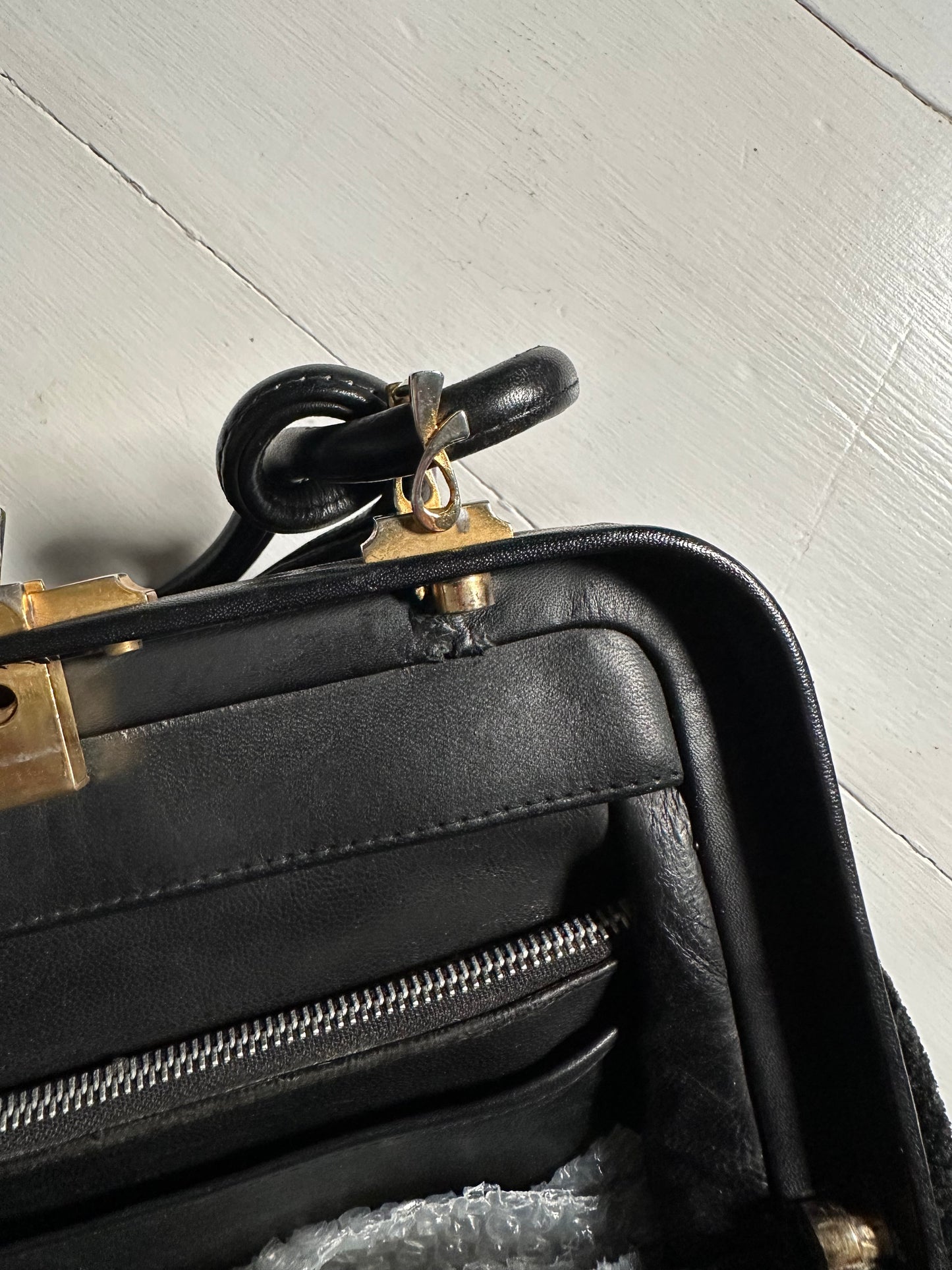 Borsa Vintage Anni ‘60 in Ciniglia e Pelle Nera